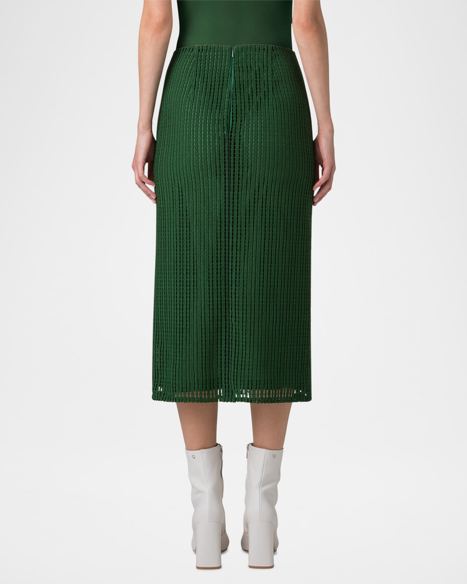 Akris Pencil Techno Stripe Embroidered Midi Skirt | Neiman