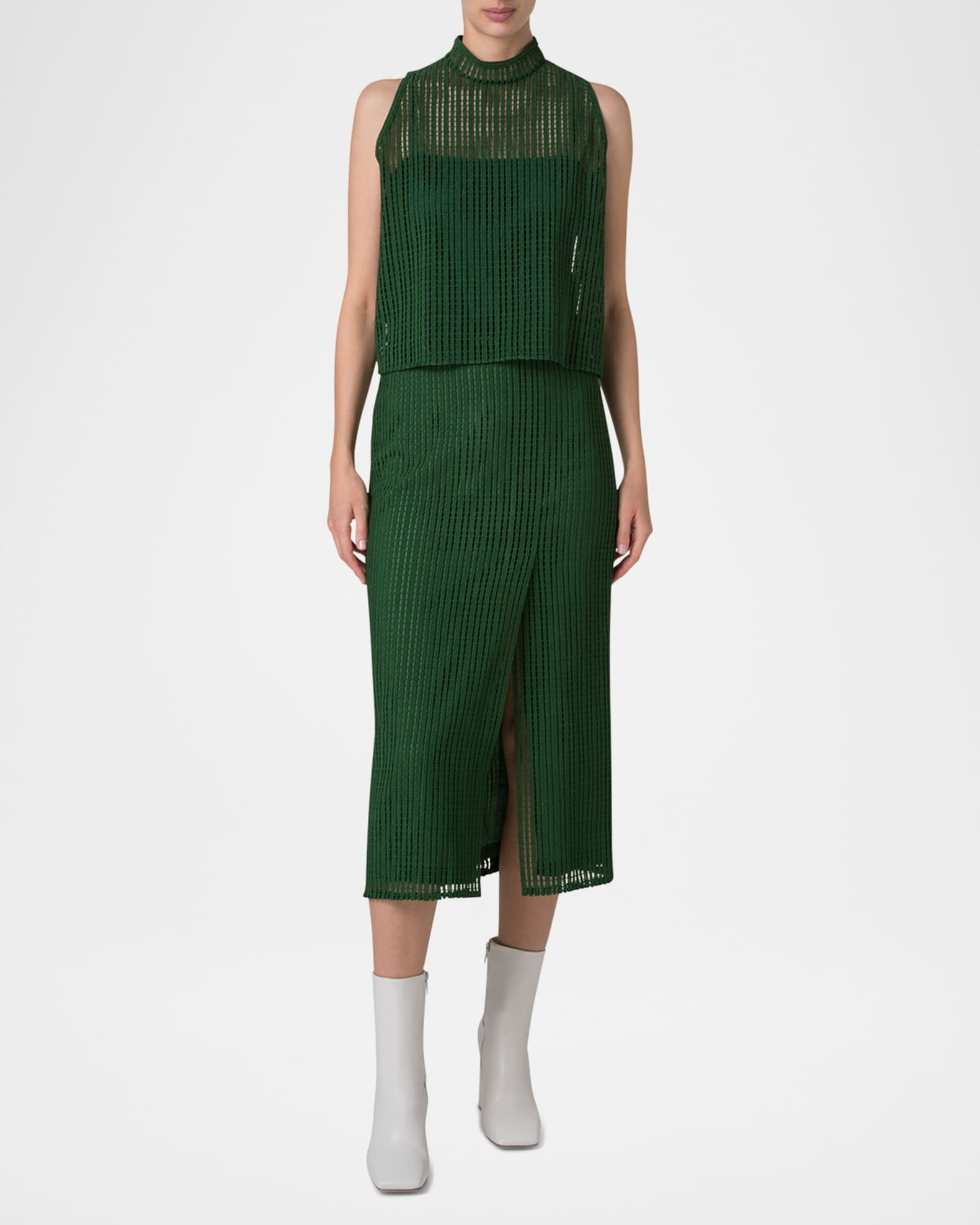 Stripes Embroidered Techno Sleeveless Top 1