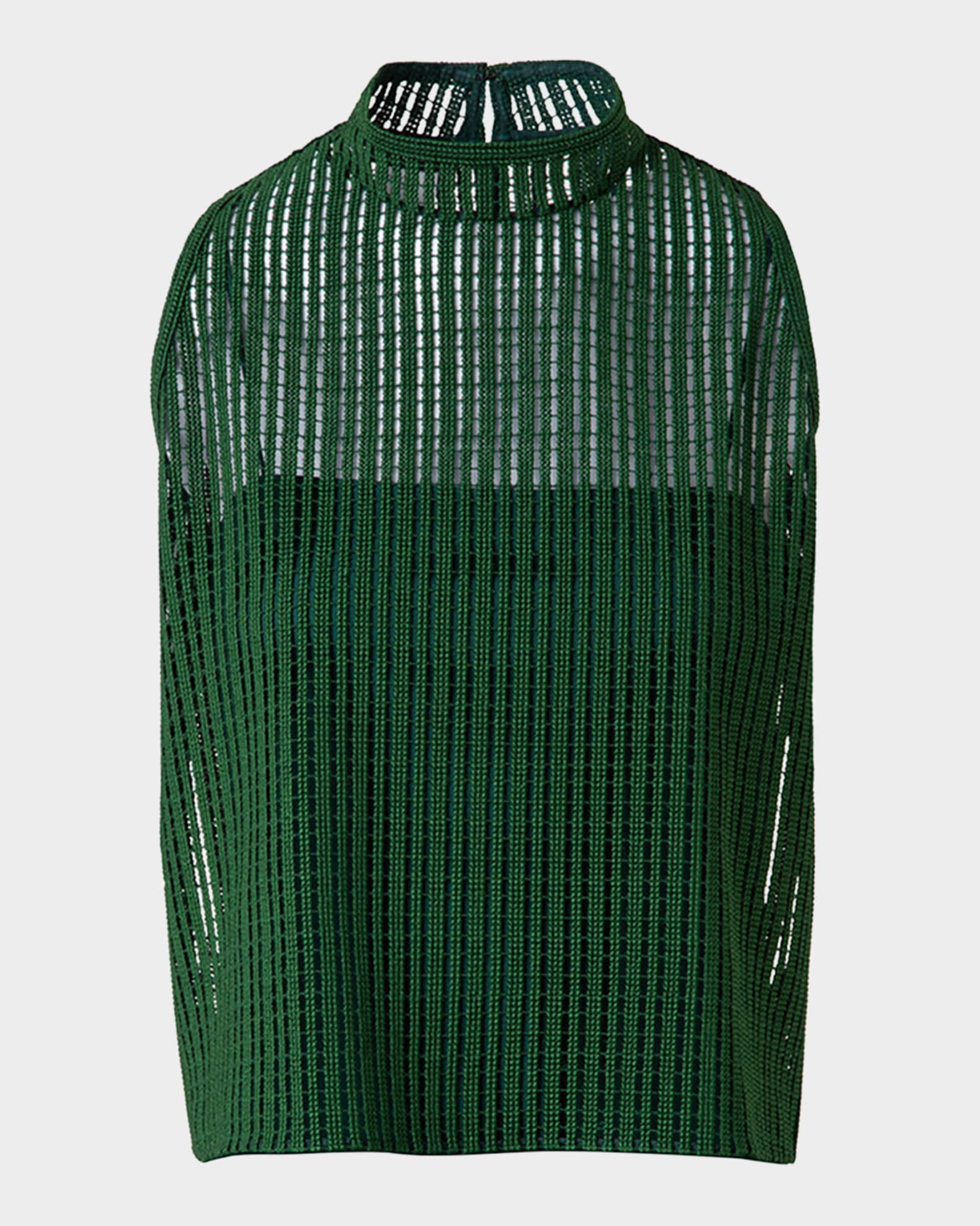 Stripes Embroidered Techno Sleeveless Top 0