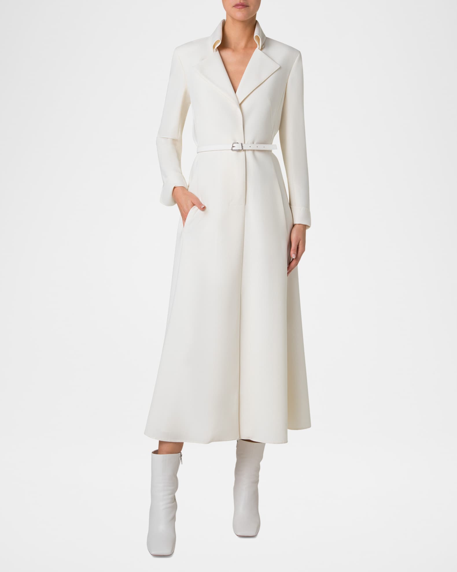 Belted Fit-Flare  Wool Double Face Midi Dress  1