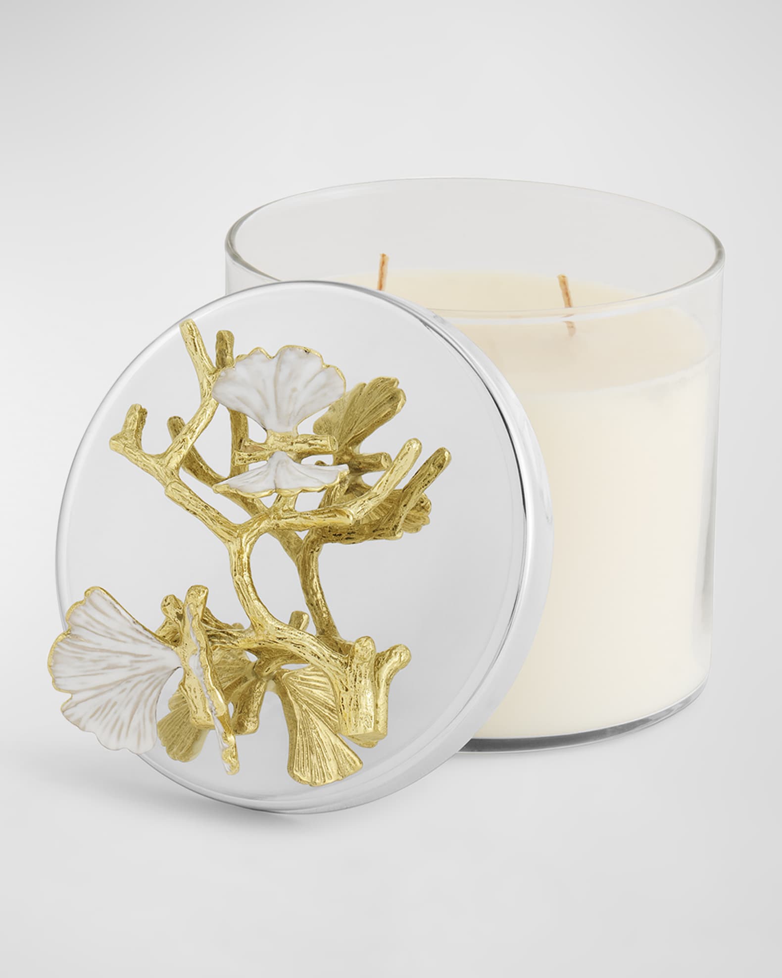 Butterfly Ginkgo White & Gold Candle 1