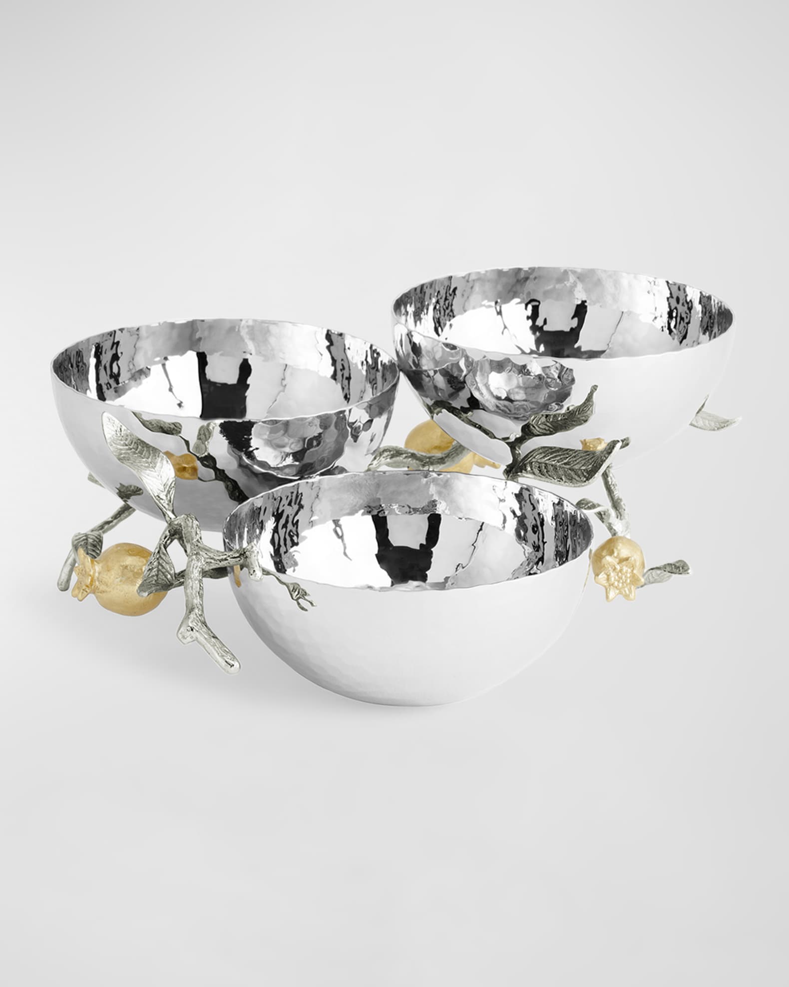 Pomegranate Silver & Gold Triple Bowl 1
