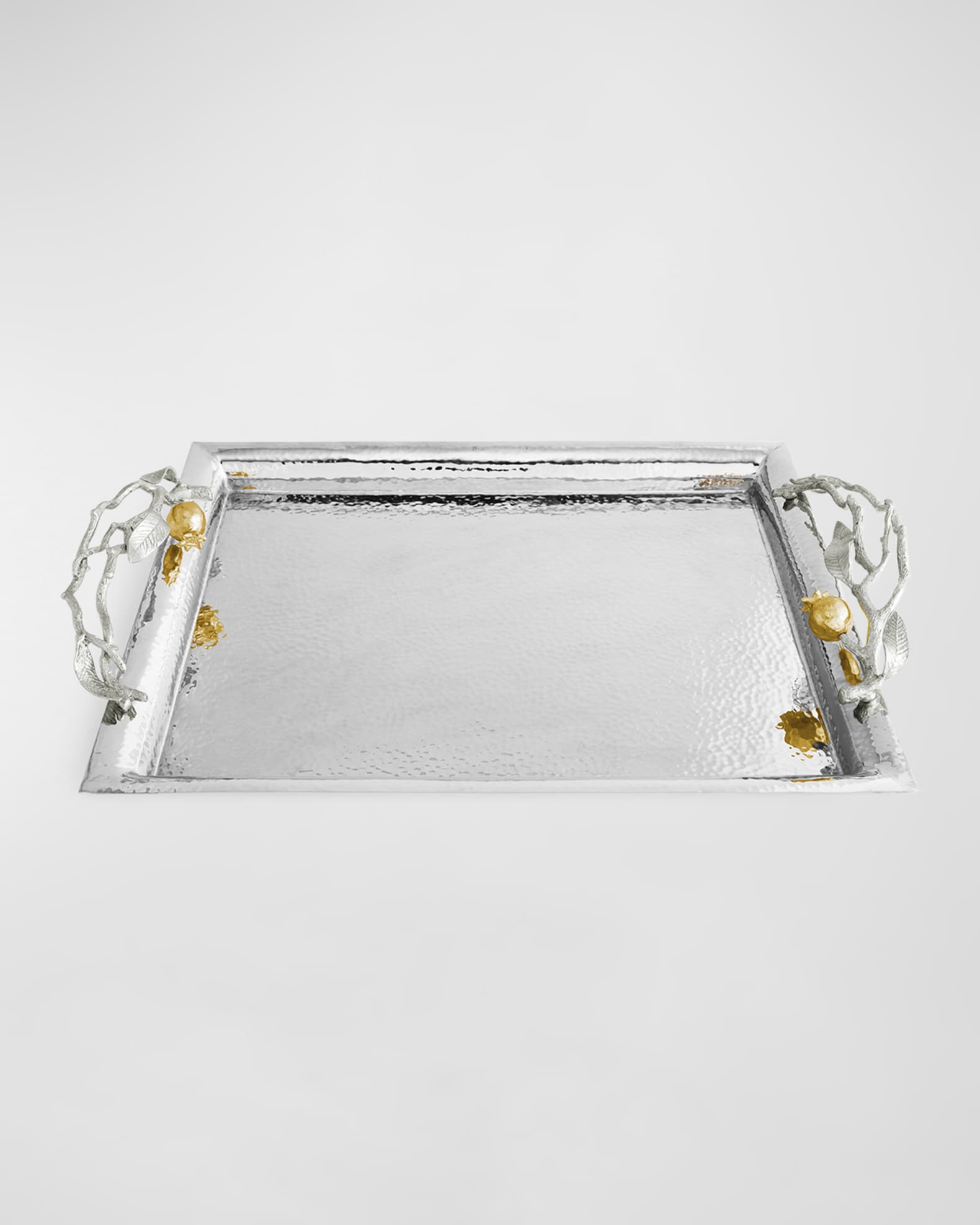 Pomegranate Silver & Gold Serving Tray with 24K Goldplate 0