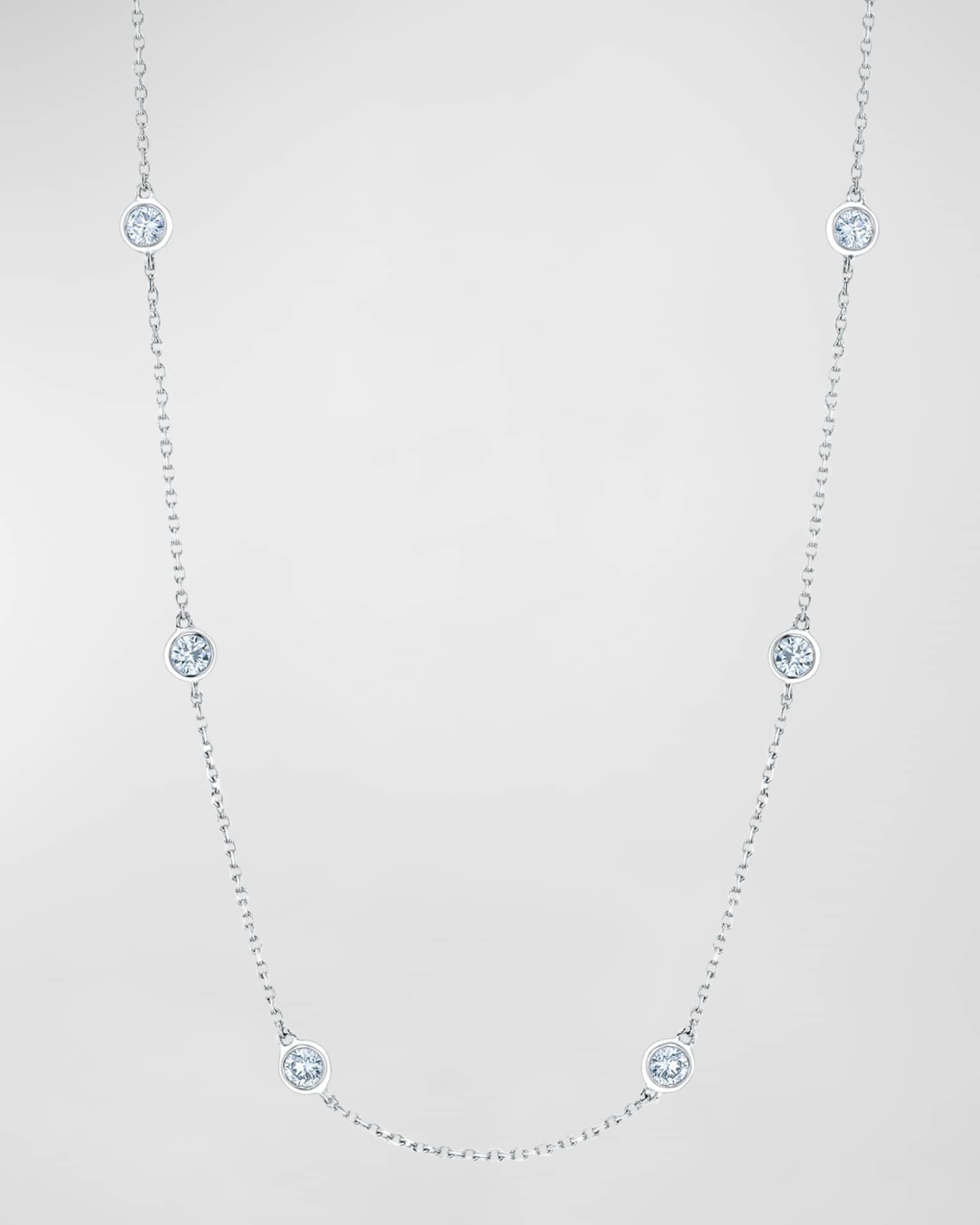18K Gold Diamond by the Yard Chain Necklace with 1.5" Spacing Between Bezels, 16"L, 1.80tcw 0