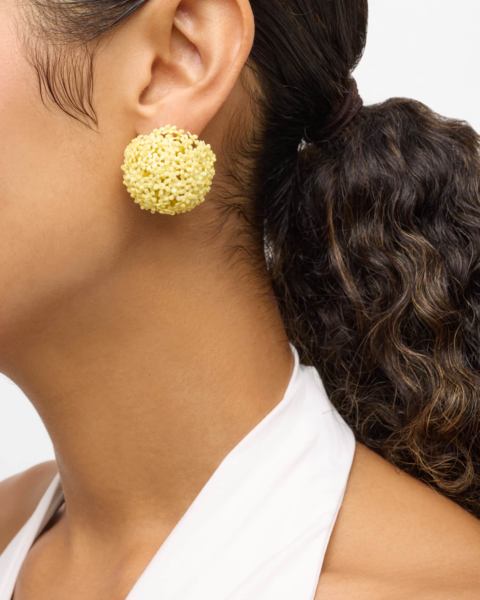 Dandelion Pompom Stud Earrings 1