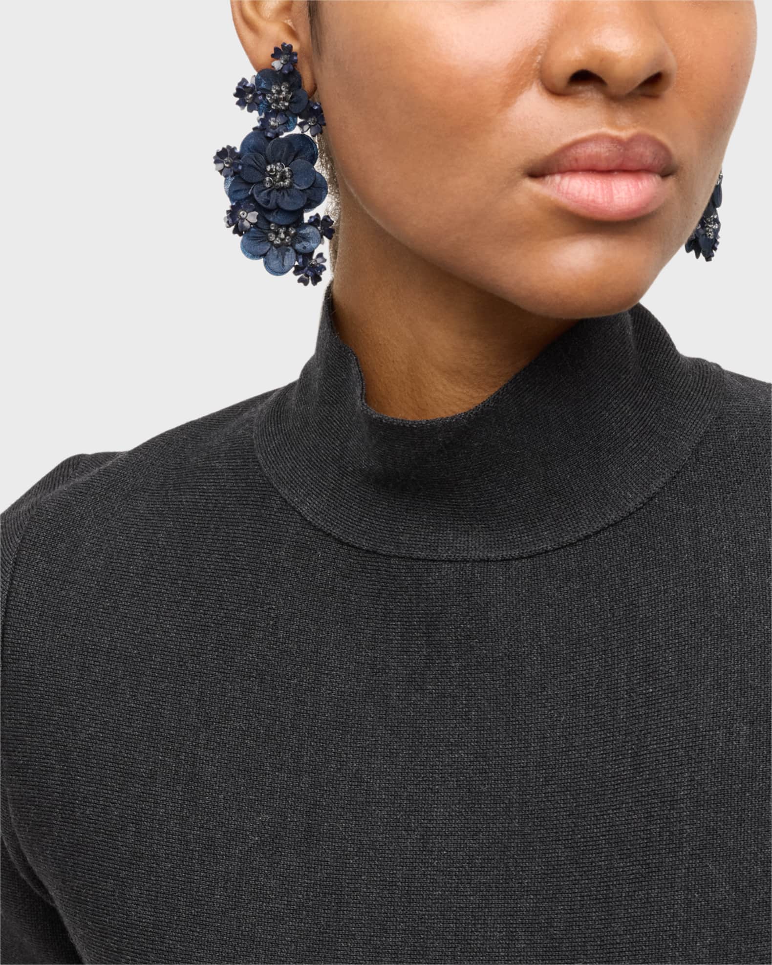 Multi Flower Clip On Earrings