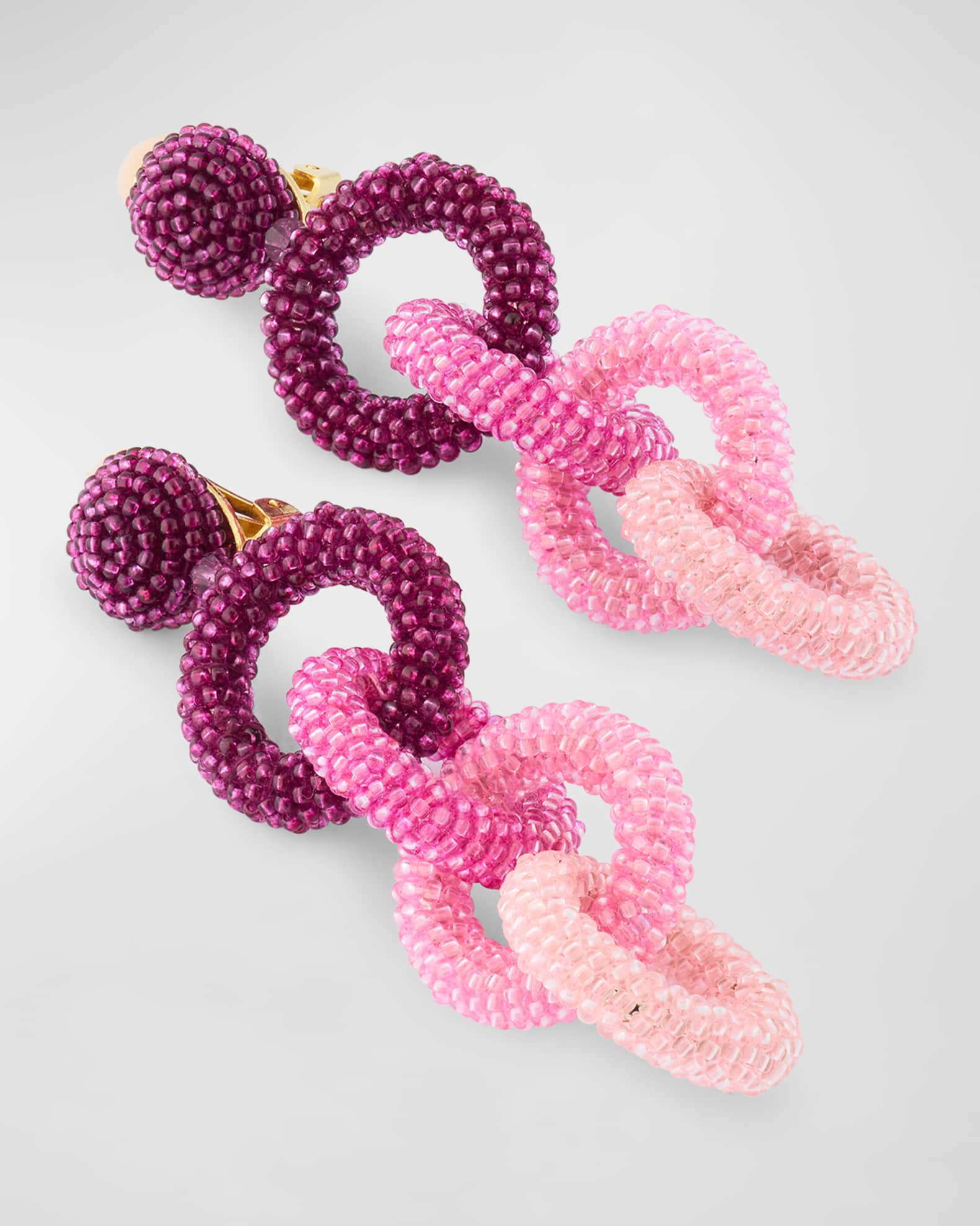 Beaded Oval Ring Clip On Earrings