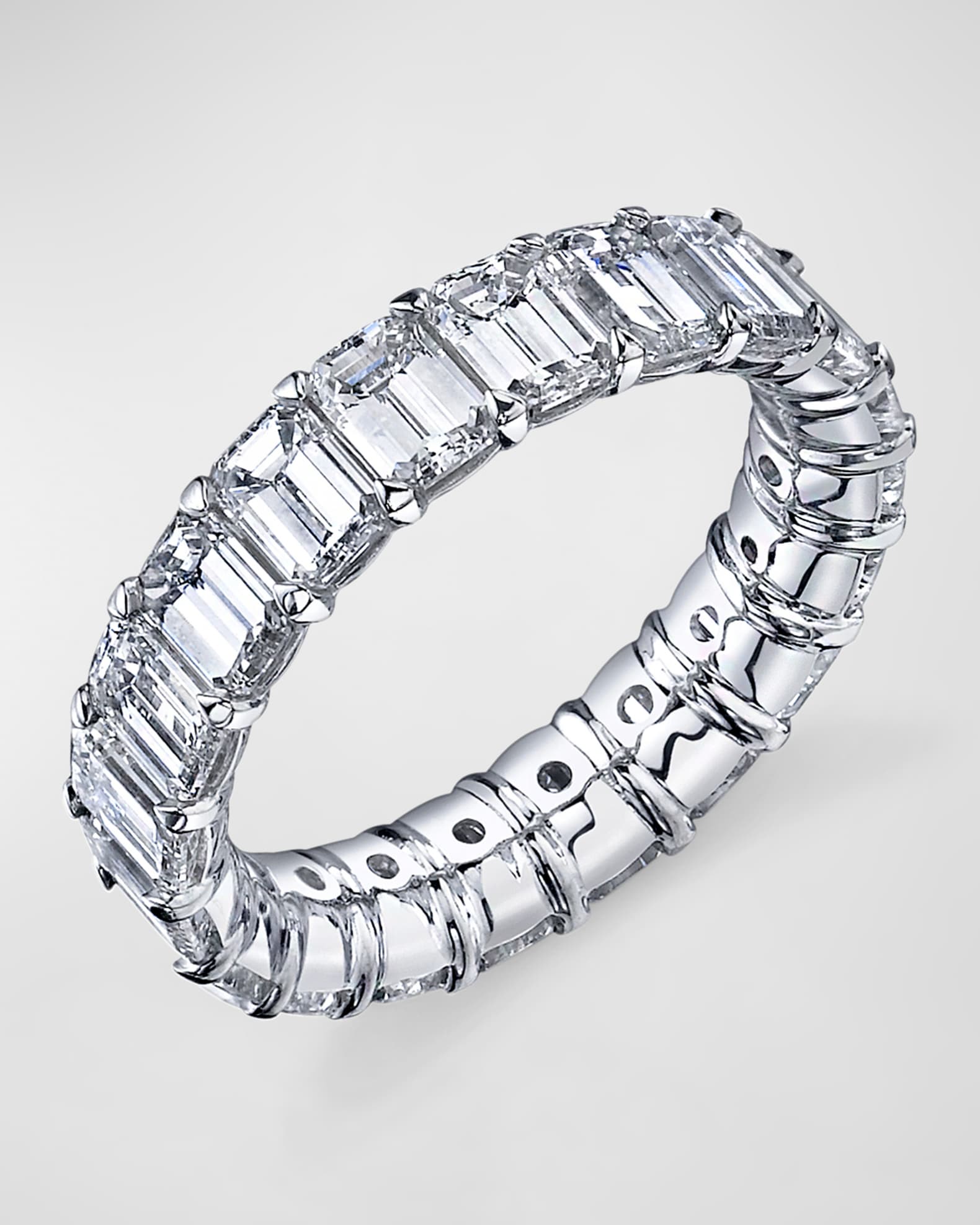 Large Platinum Eternity Band with Emerald Cut Diamonds 0