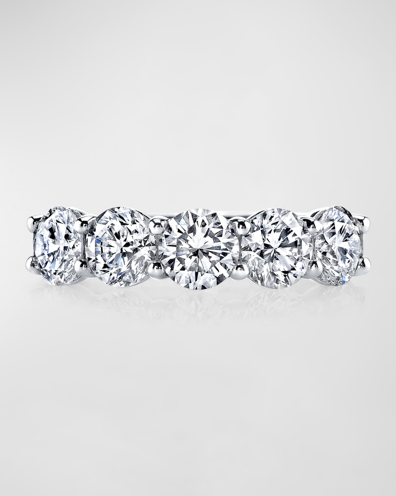 Platinum 5 Stone Band with Round Cut Diamonds, 1.65ct 1