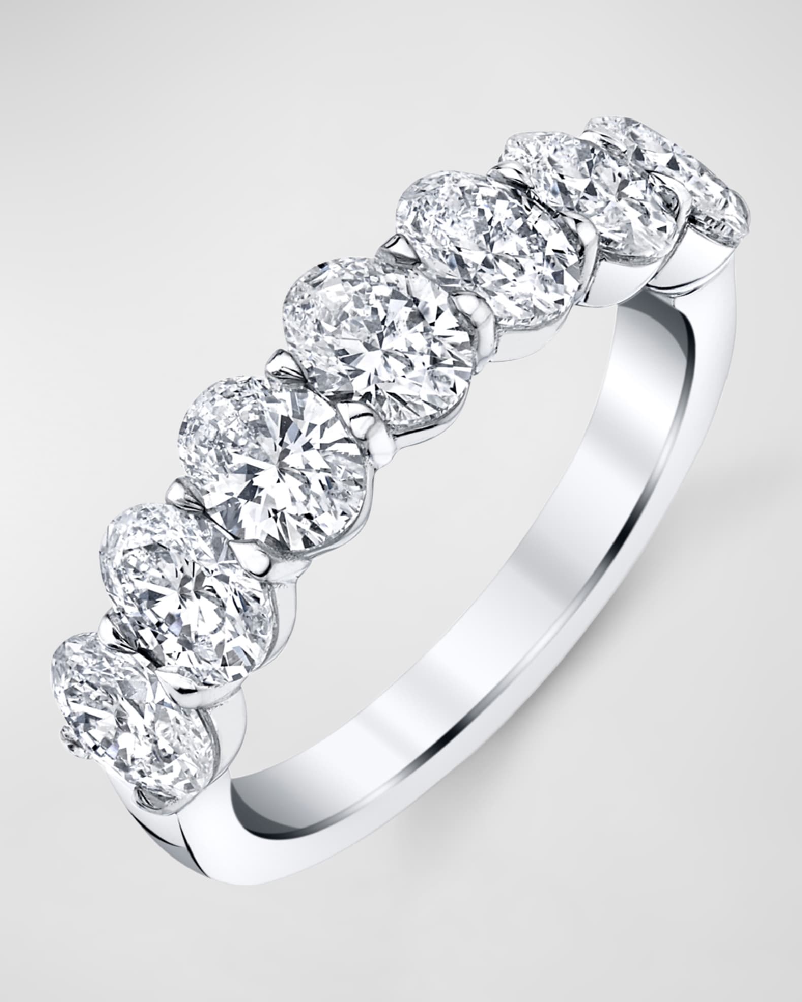18K White Gold 7 Stone Band with Oval Cut Diamonds 1.40ct