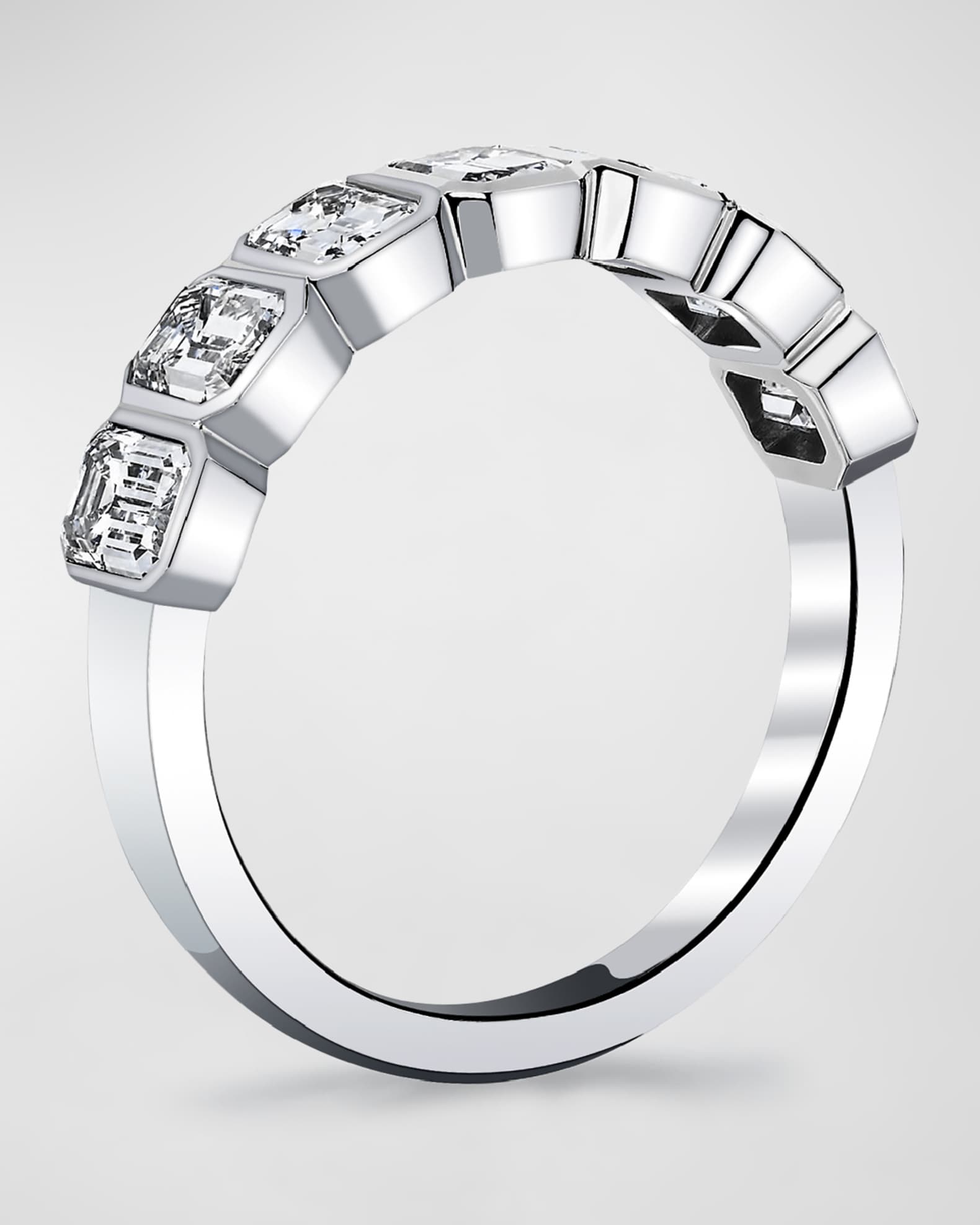 Platinum 7 Stone Band with Bezel Set Emerald Cut Diamonds, 2.30ct 1