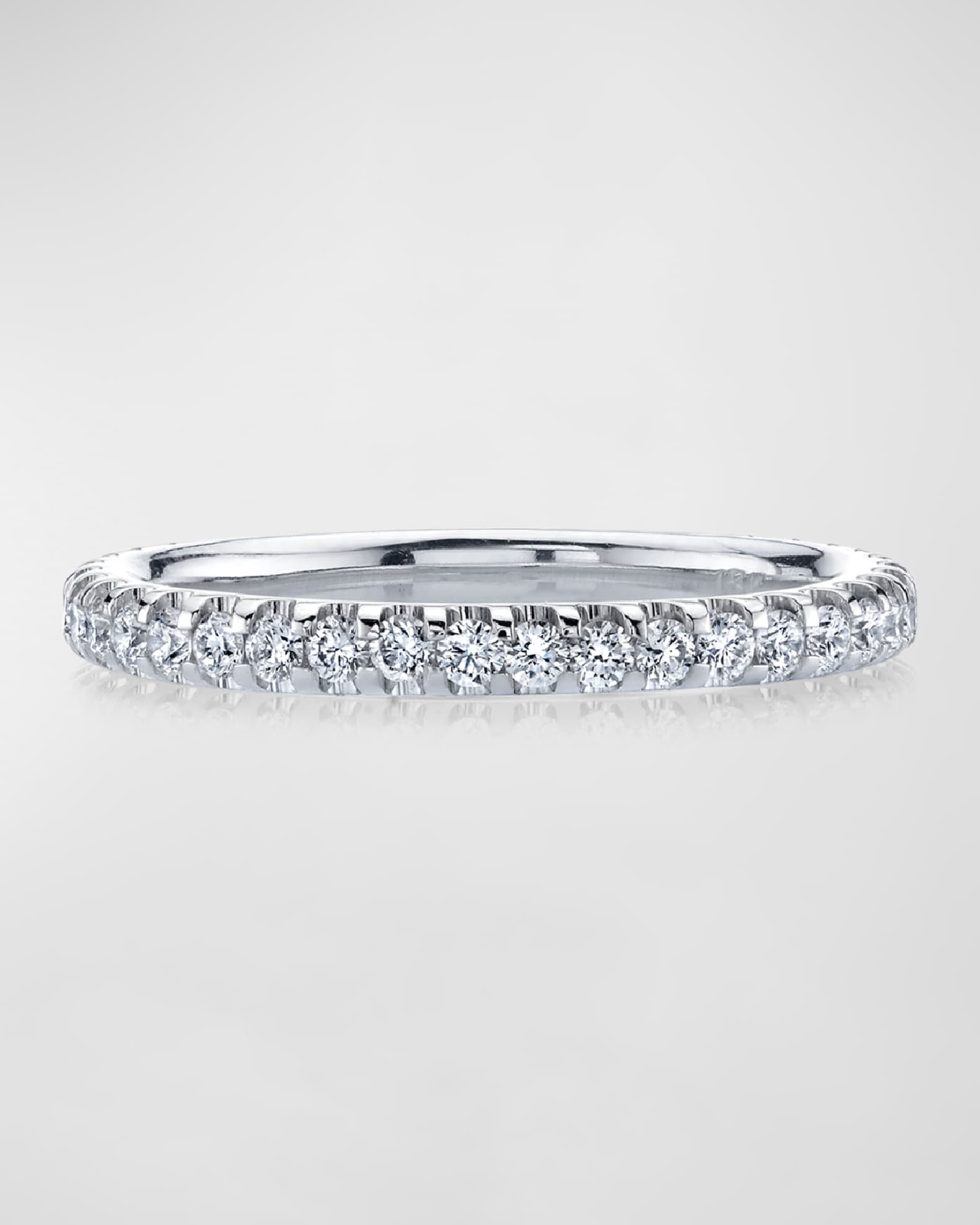 18K White Gold Eternity Comfort Fit Band with U Prong Set Round Cut Diamonds 1