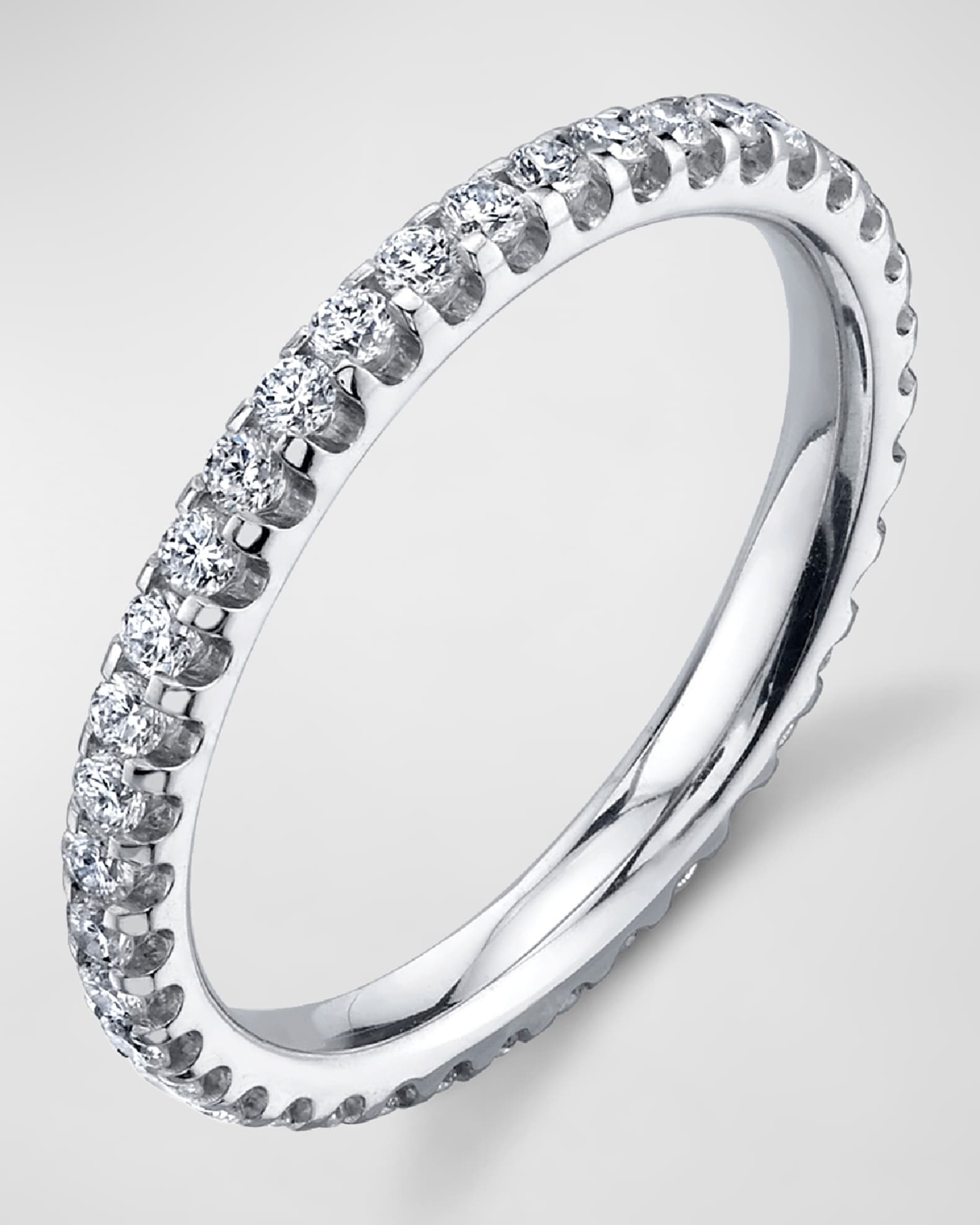 18K White Gold Eternity Comfort Fit Band with U Prong Set Round Cut Diamonds 0