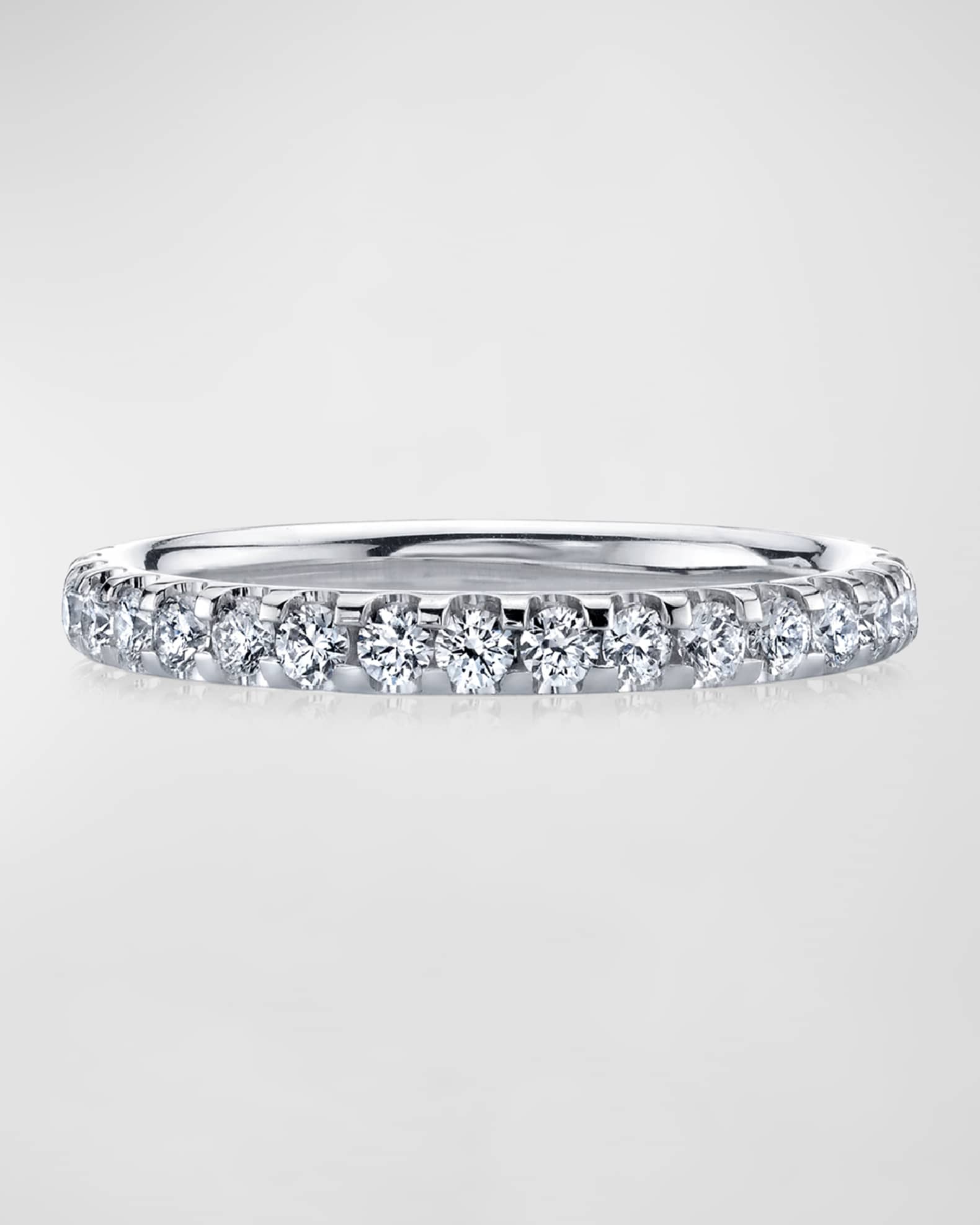 18K White Gold Eternity Comfort Fit Band with U Prong Set Round Cut Diamonds, 1.10ct 1