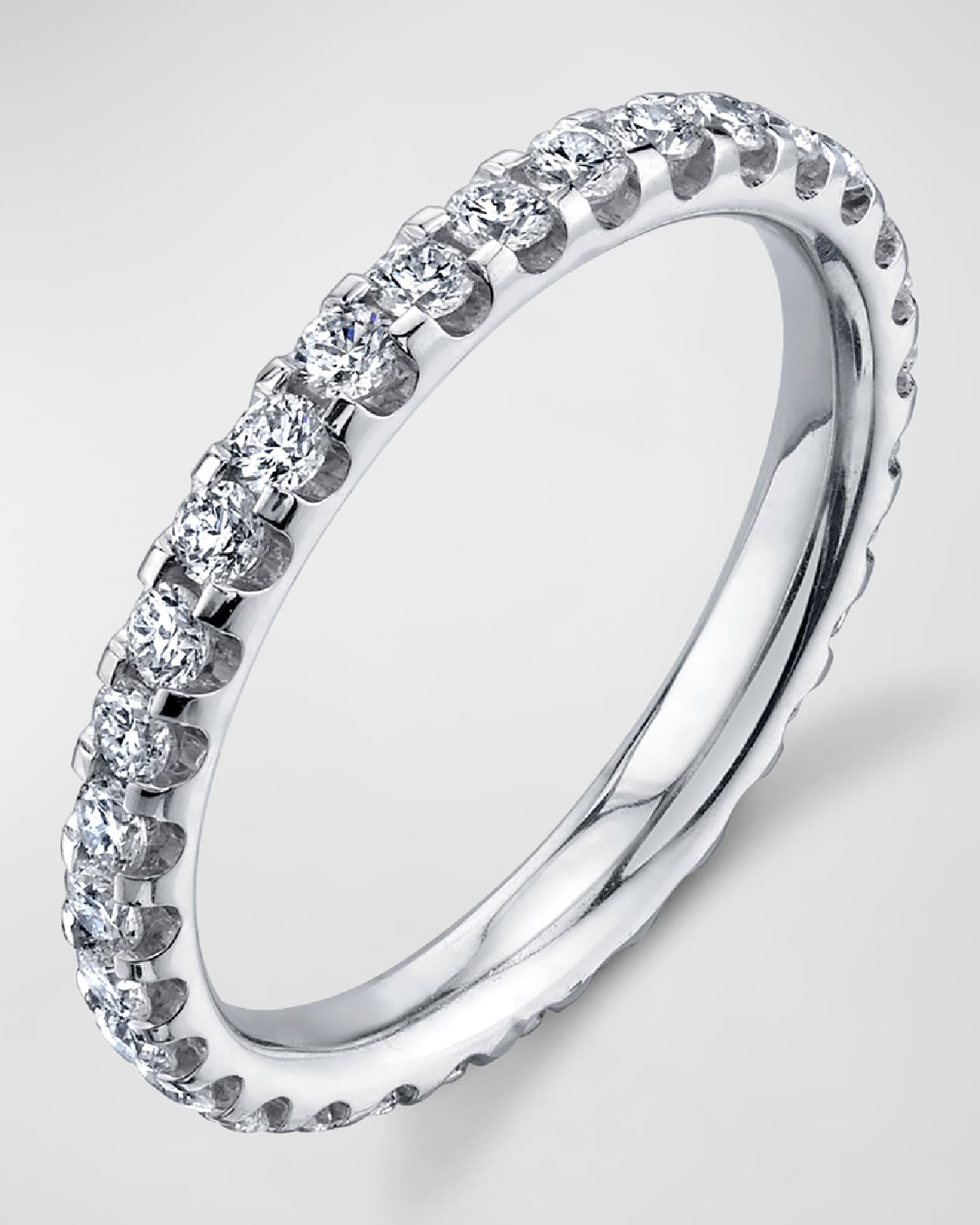 18K White Gold Eternity Comfort Fit Band with U Prong Set Round Cut Diamonds, 1.10ct 0