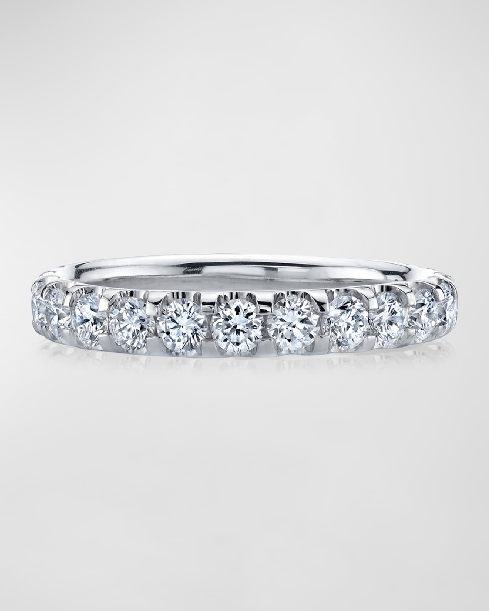 18K White Gold Eternity Comfort Fit Band with U Prong Set Round Cut Diamonds, 1.50ct 1