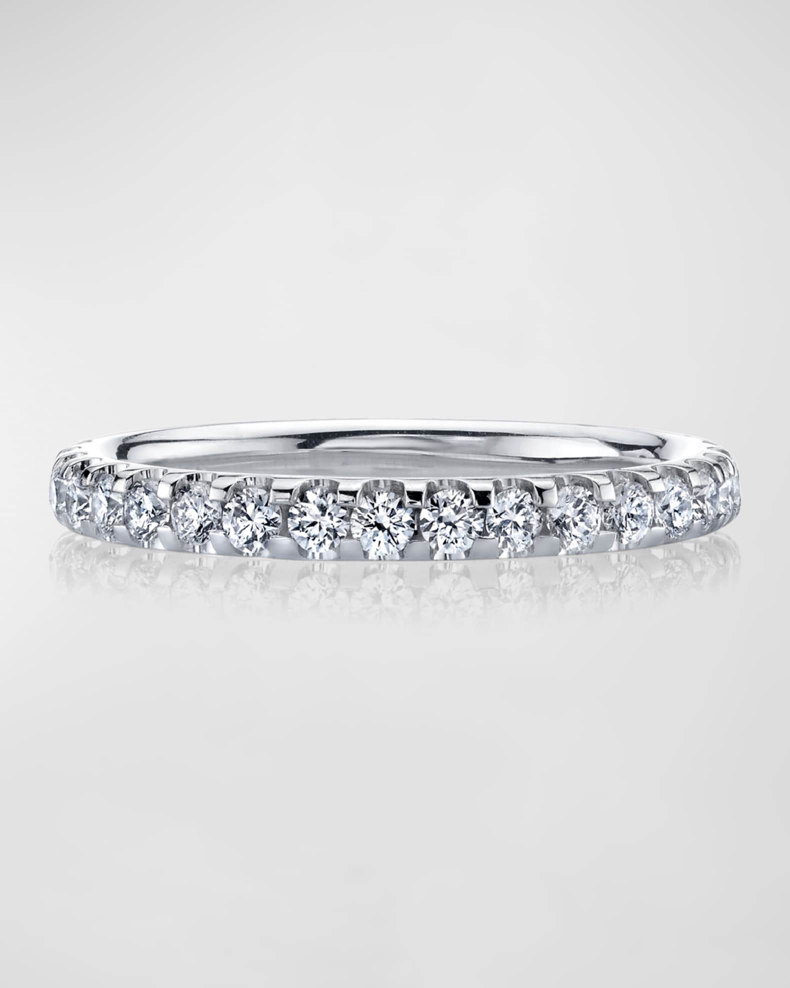 18K White Gold Halfway Comfort Fit Band with U Prong Set Round Cut Diamonds, 0.40ct 1