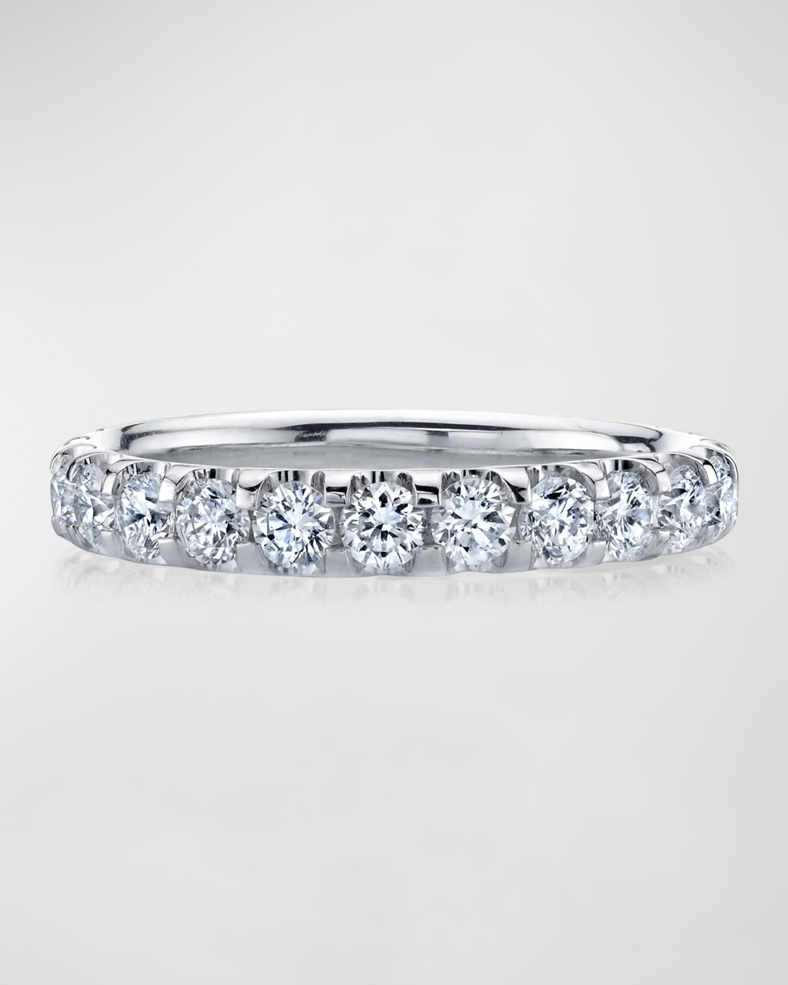 Platinum Halfway Comfort Fit Band with U Prong Set Round Cut Diamonds, 0.80ct 1