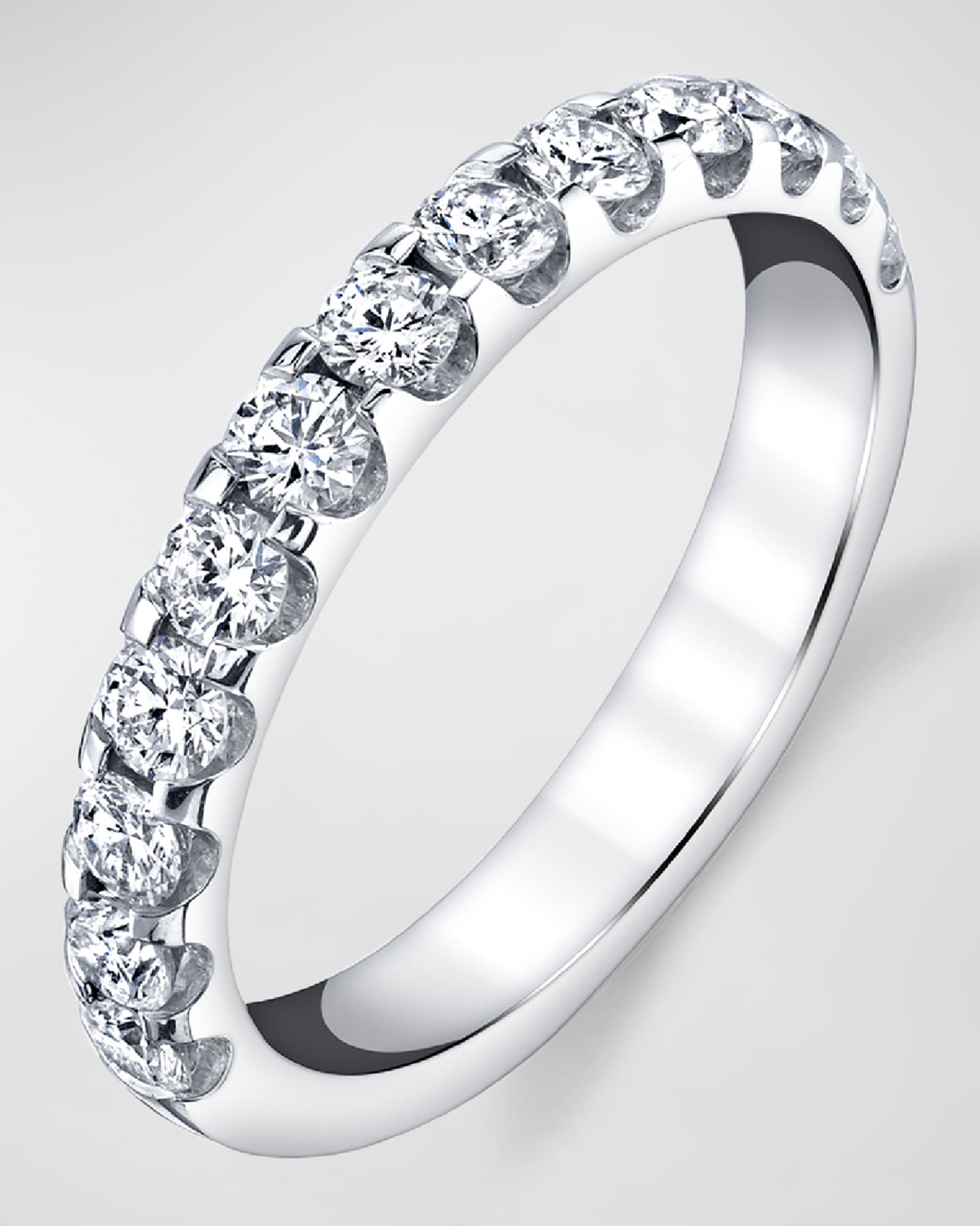 Platinum Halfway Comfort Fit Band with U Prong Set Round Cut Diamonds, 0.80ct 0