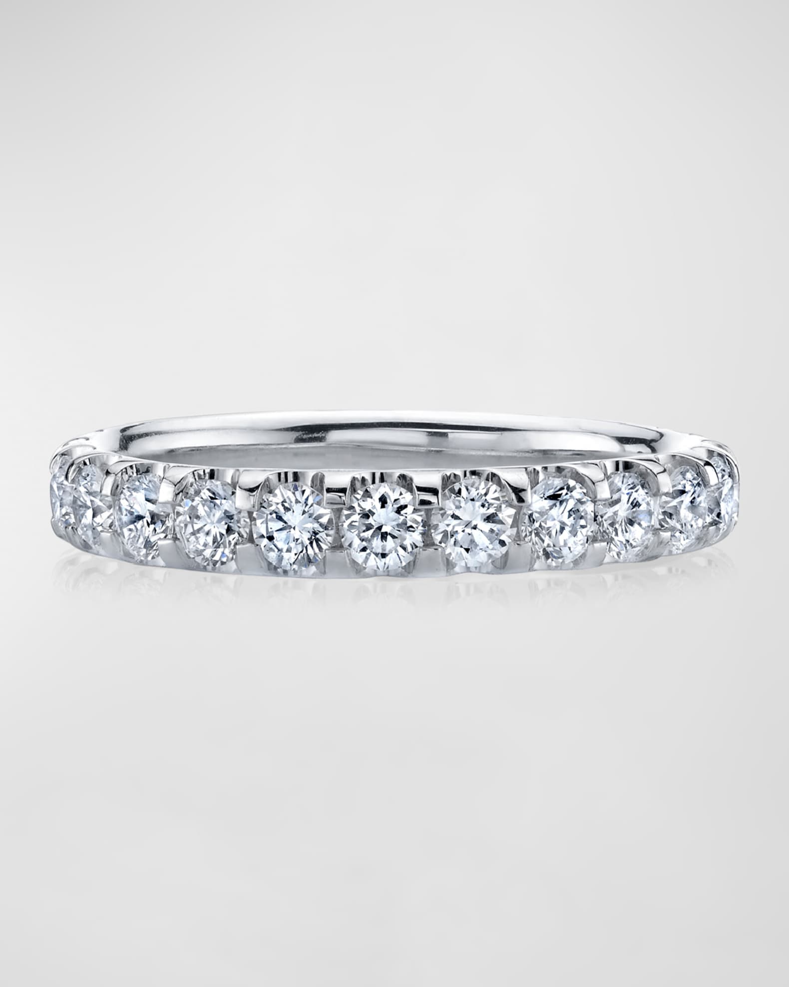 Platinum Halfway Comfort Fit Band with U Prong Set Round Cut Diamonds, 1.10ct 1