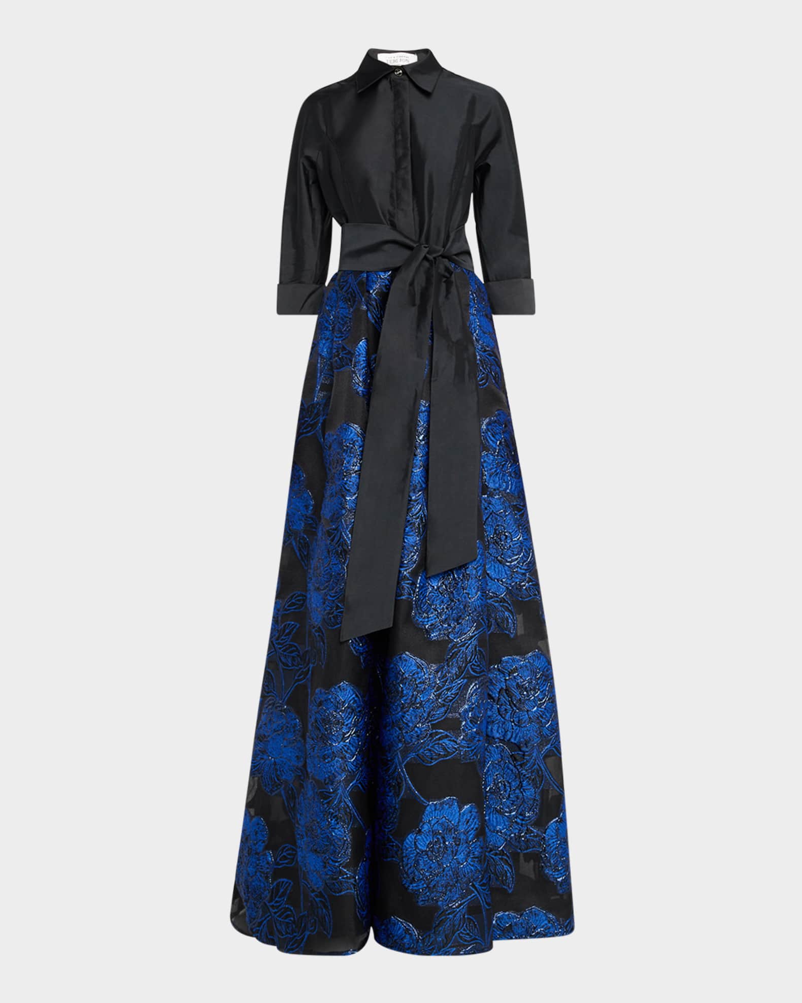 Taffeta & Organza Jacquard Shirt Gown 0