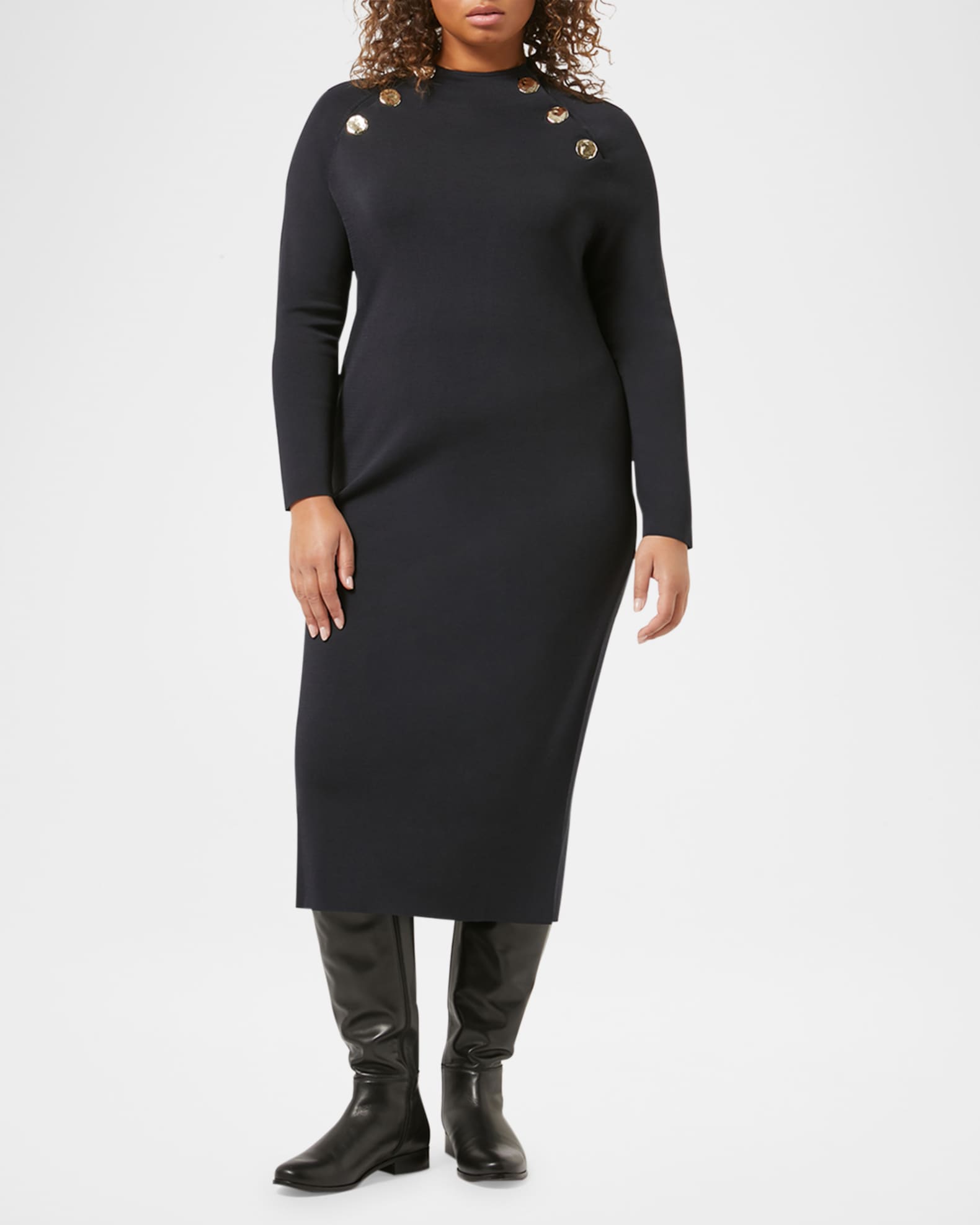 Plus Size Loretta Button Embellished Midi Dress