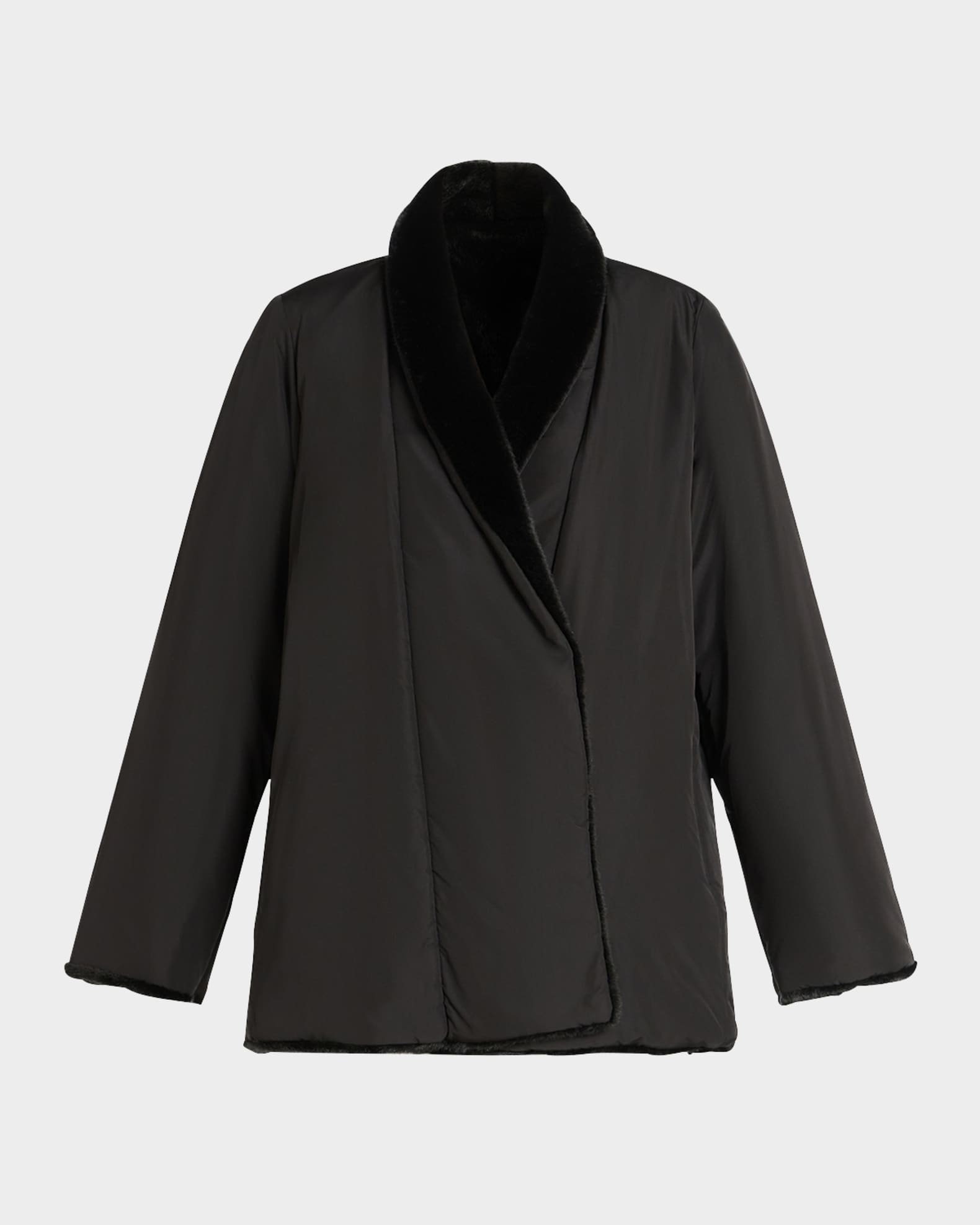Plus Size Faux Fur Trim Puffer Jacket