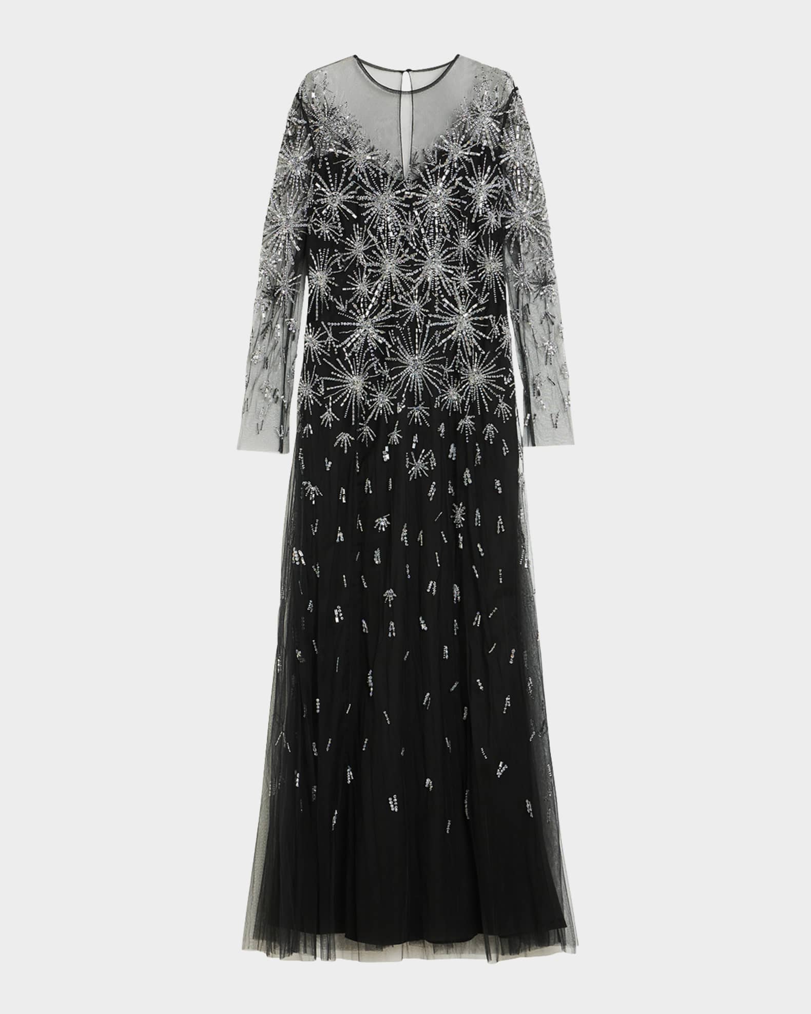 Plus Size Polka Beaded Illusion Gown