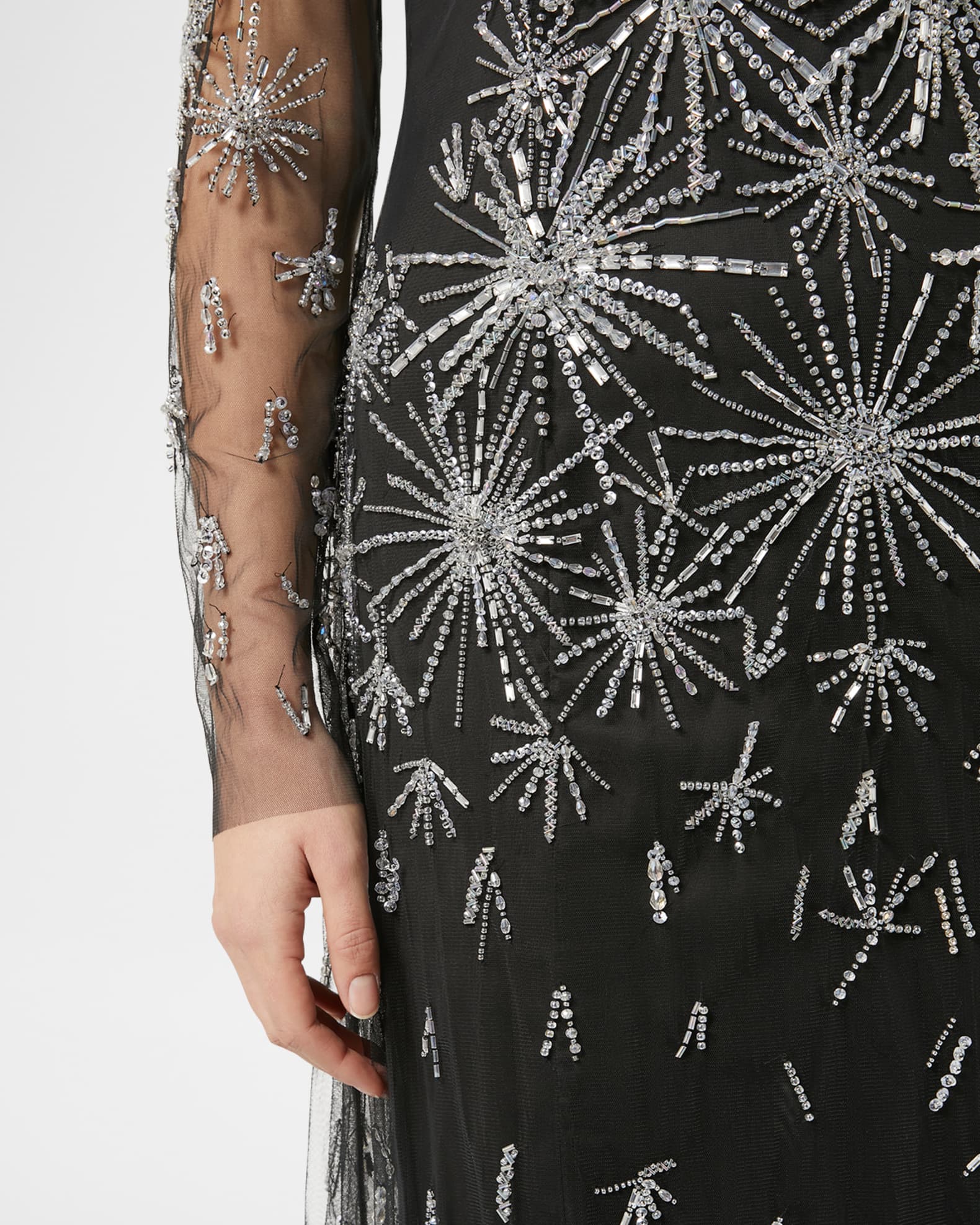 Plus Size Polka Beaded Illusion Gown