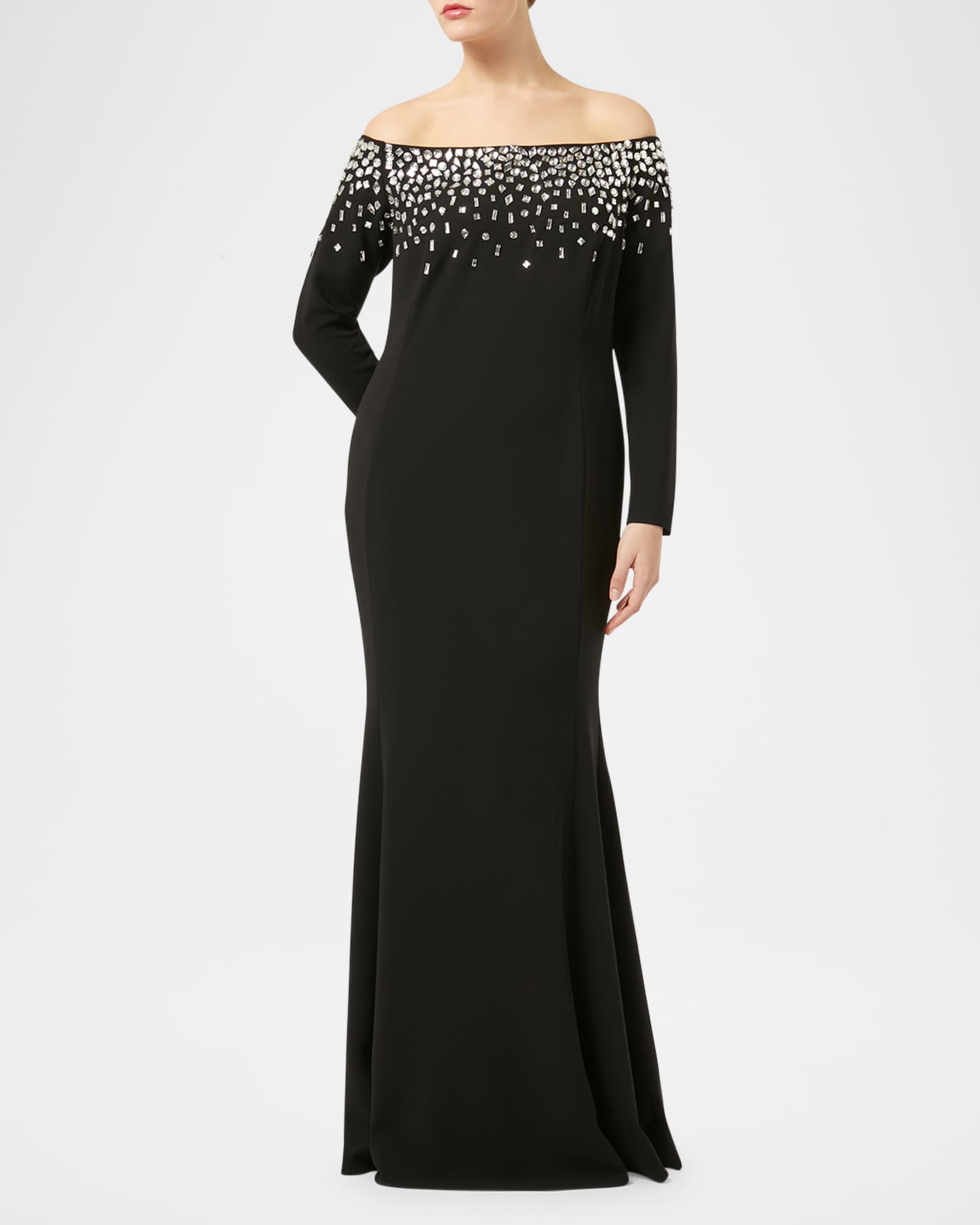 Plus Size Pedina Off-Shoulder Crystal Gown 1