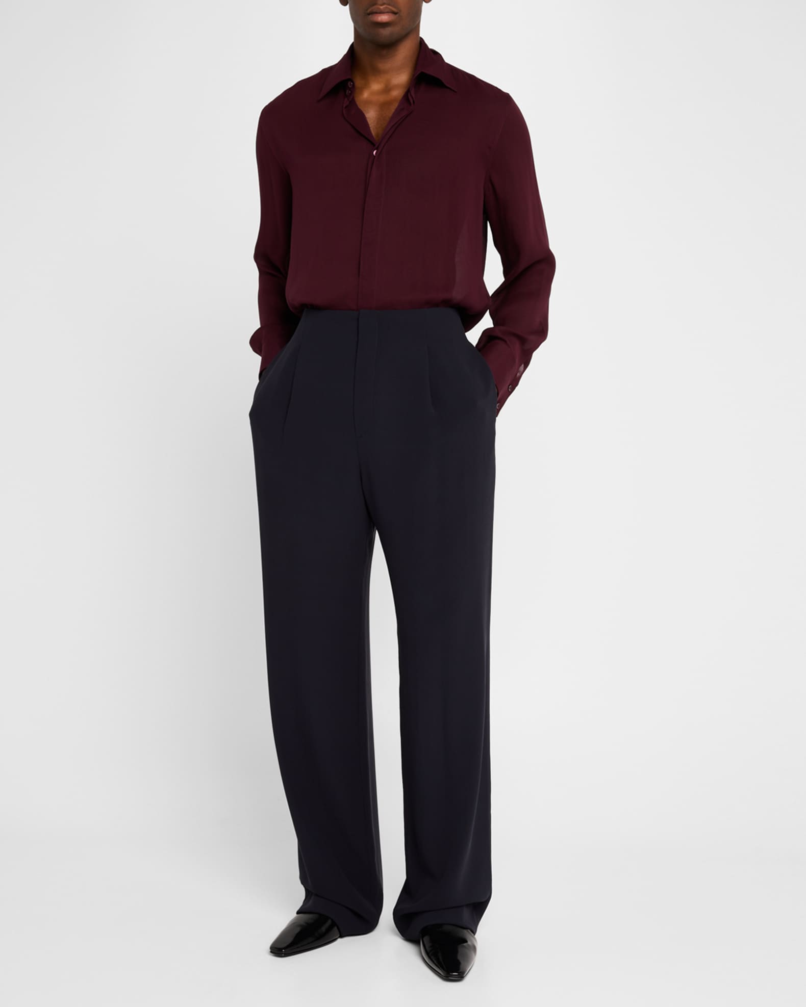 Saint Laurent Men's Fluid Silk Trousers | Neiman Marcus Saint Laurent Men's Fluid Silk Trousers | Neiman Marcus