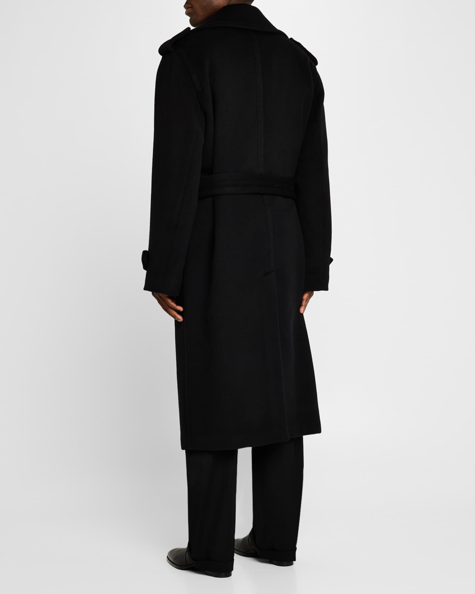 Saint Laurent Men's Double-Breasted Overcoat | Neiman Marcus