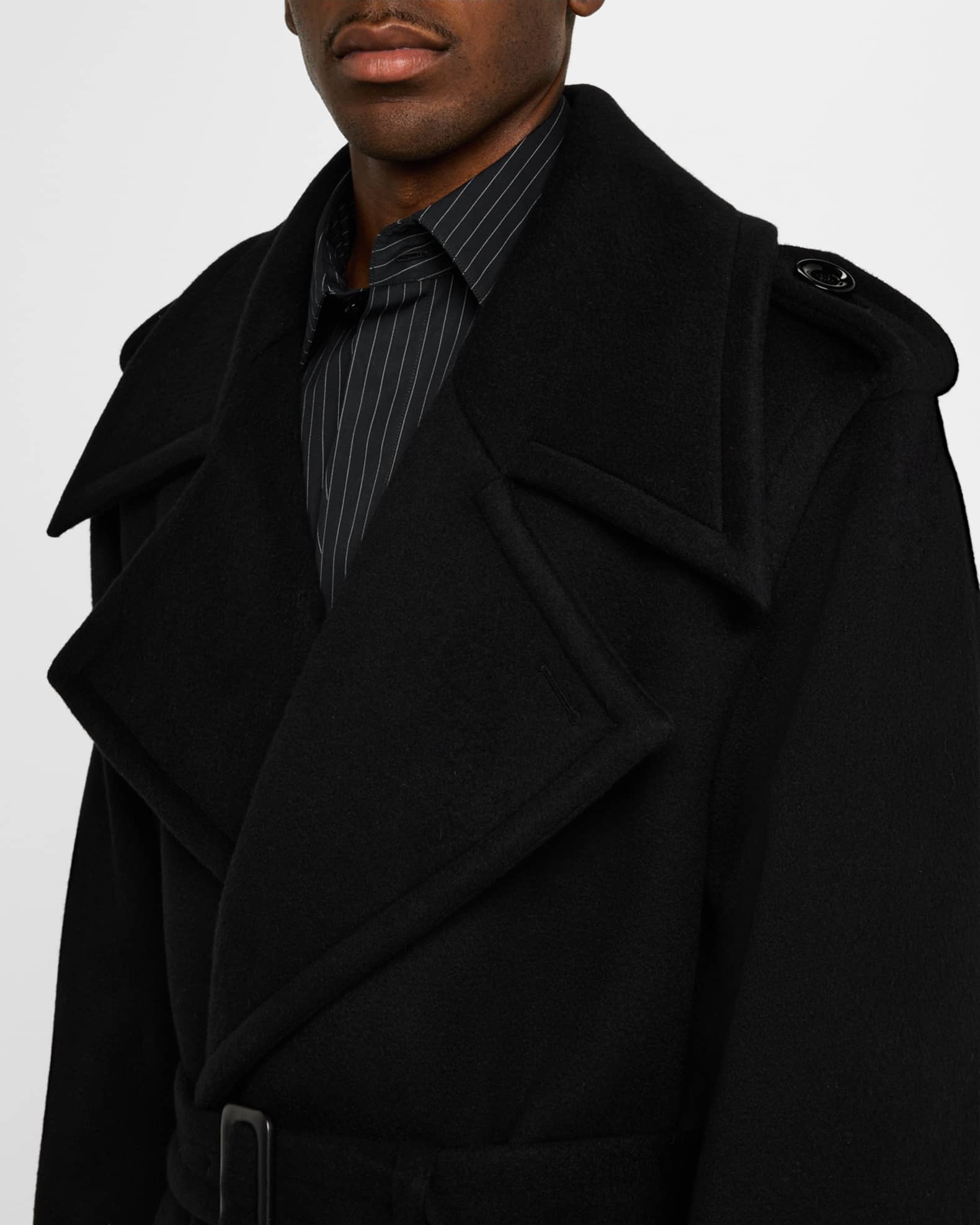 Saint Laurent Men's Double-Breasted Overcoat | Neiman Marcus