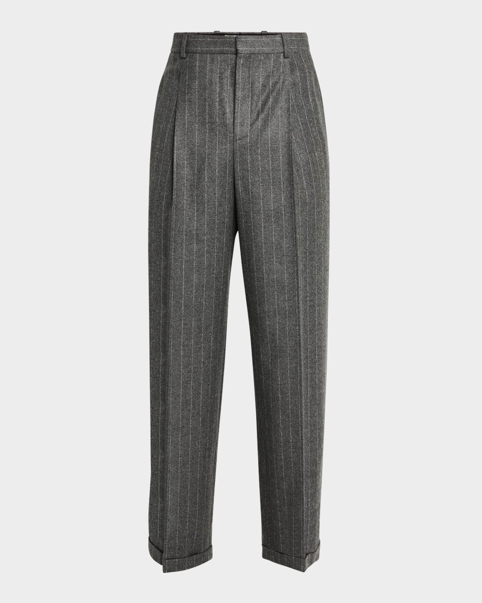 Men's Wool Relaxed Fit Single-Pleated Trousers  0