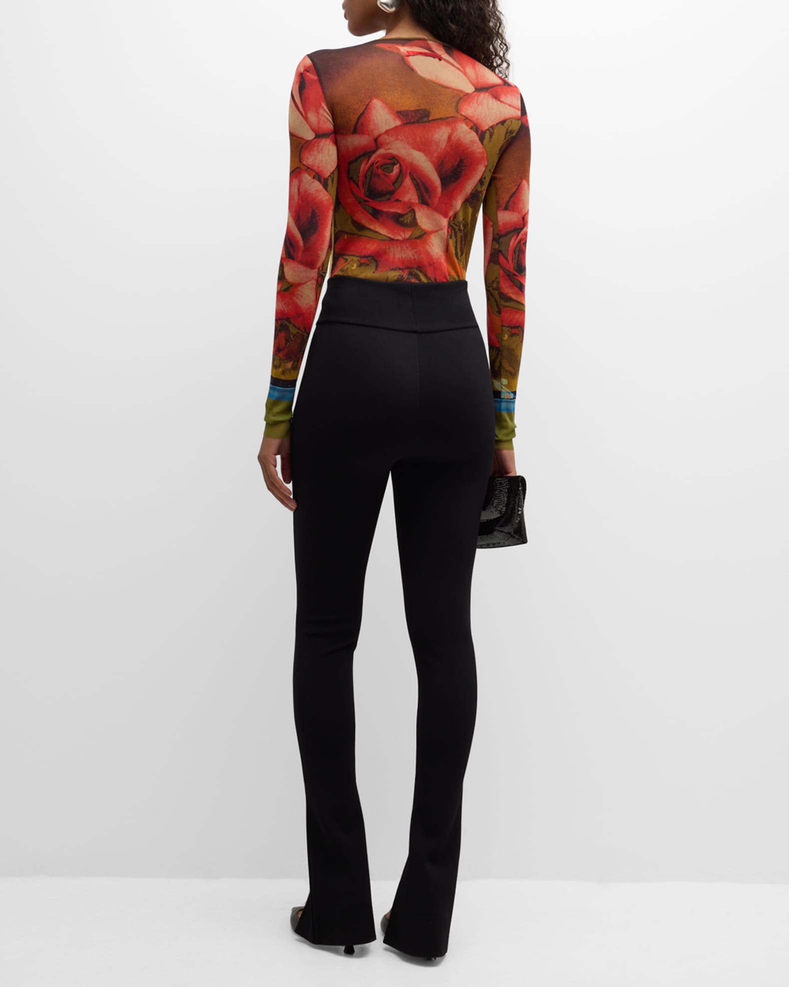 Jean Paul Gaultier Roses Mesh LongSleeve Top Neiman Marcus