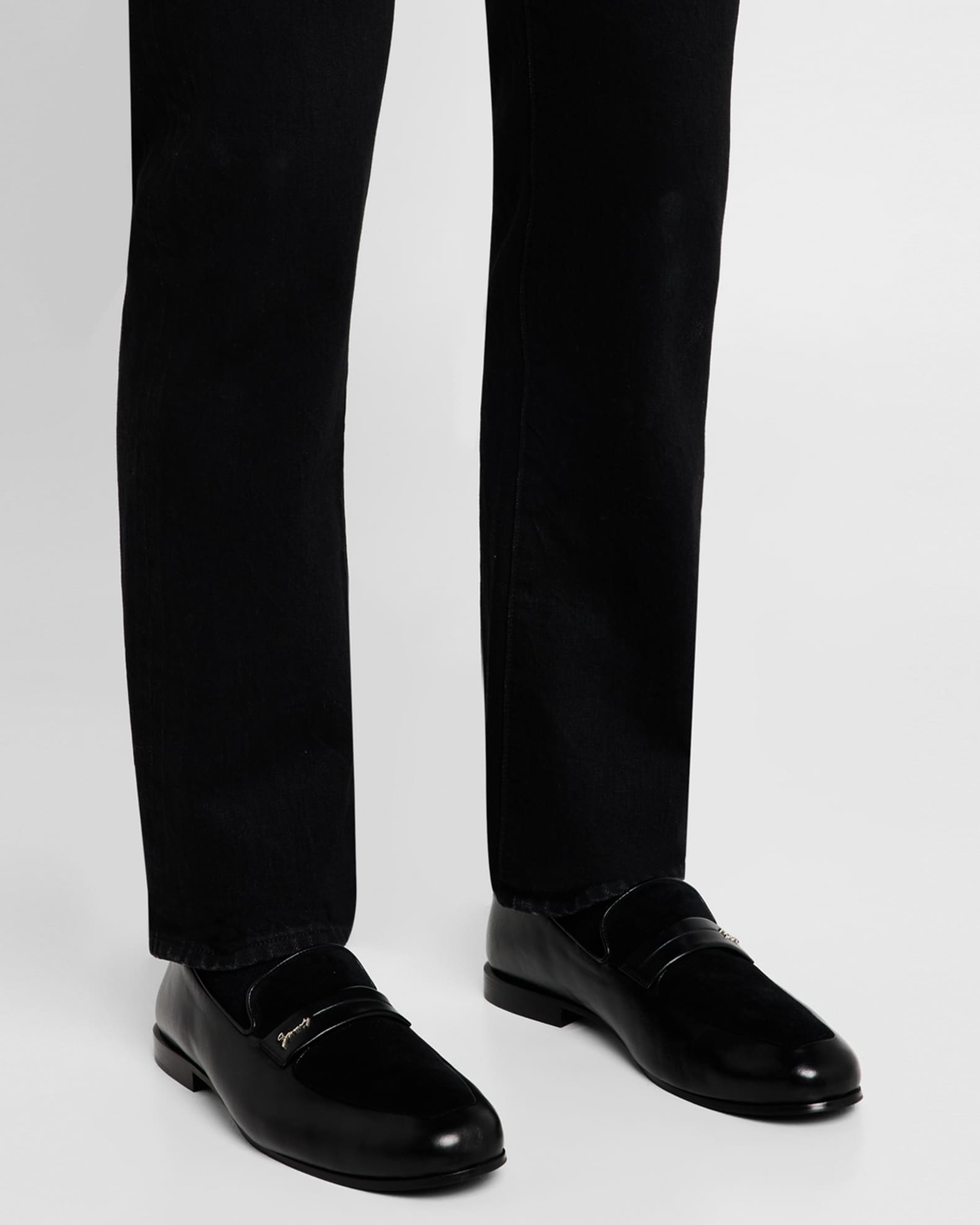 Men's Show Leather and Suede Penny Loafers 1