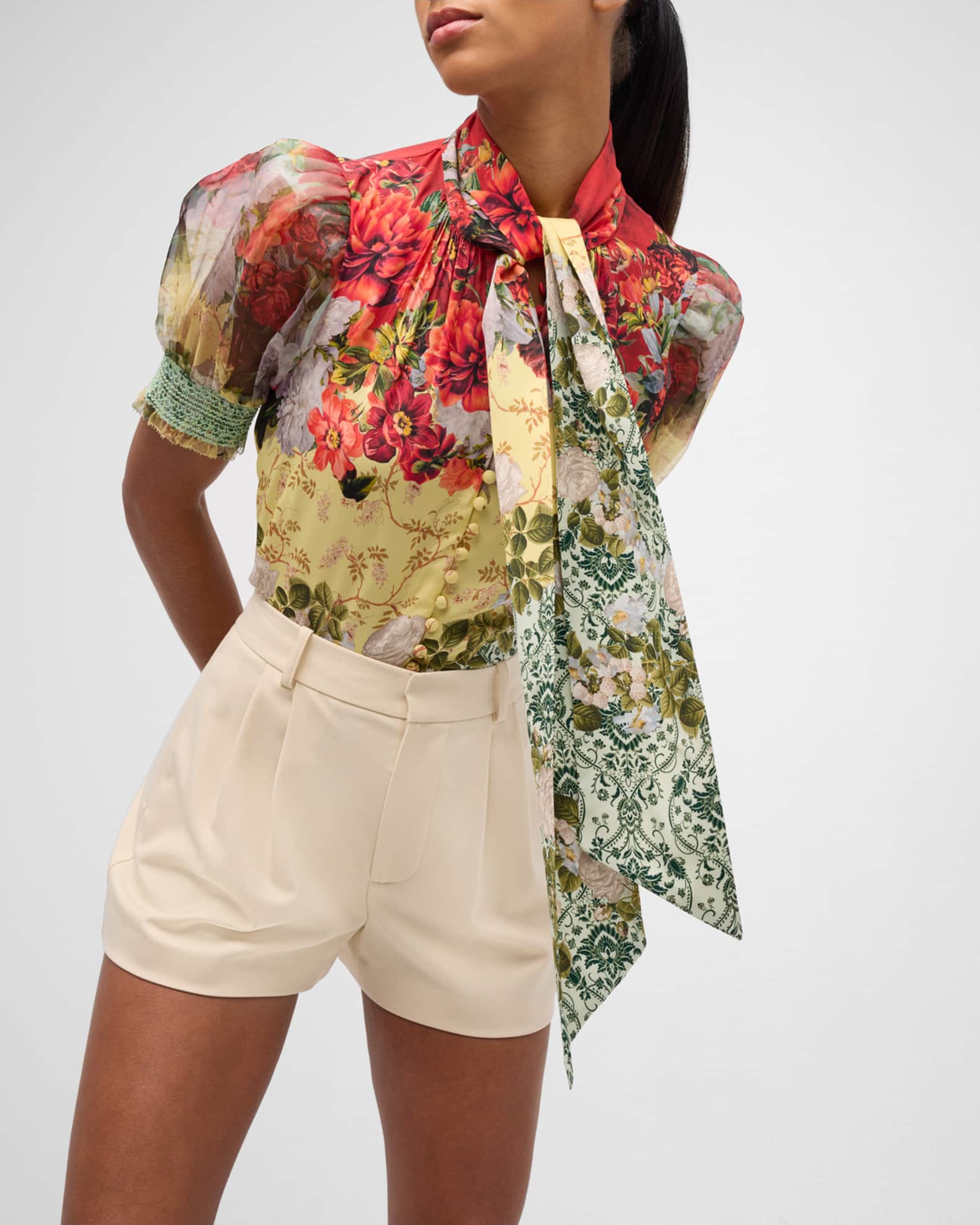 Bow-Tie Puff Sleeve Blouse