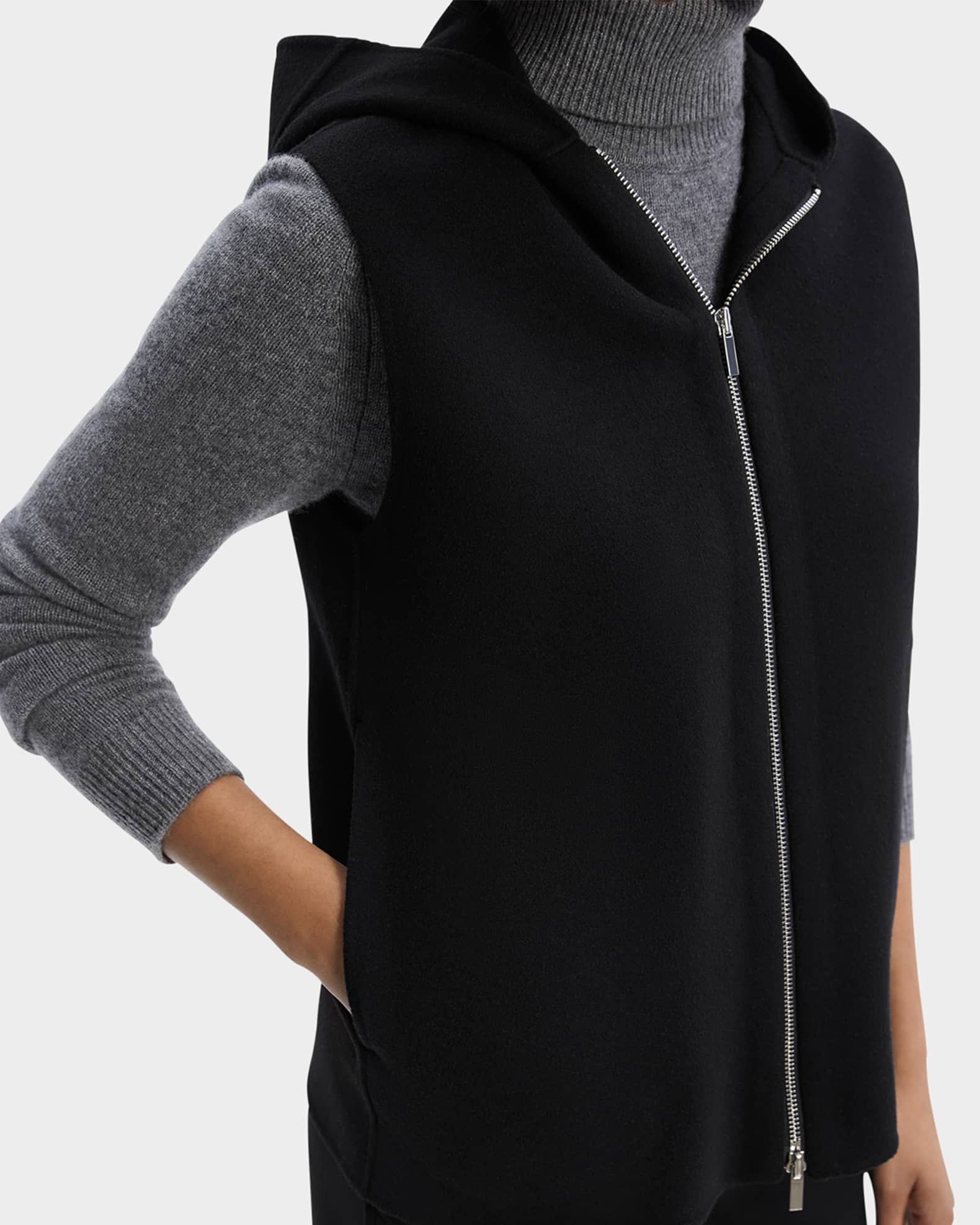Theory New Divide Wool Hooded Vest | Neiman Marcus