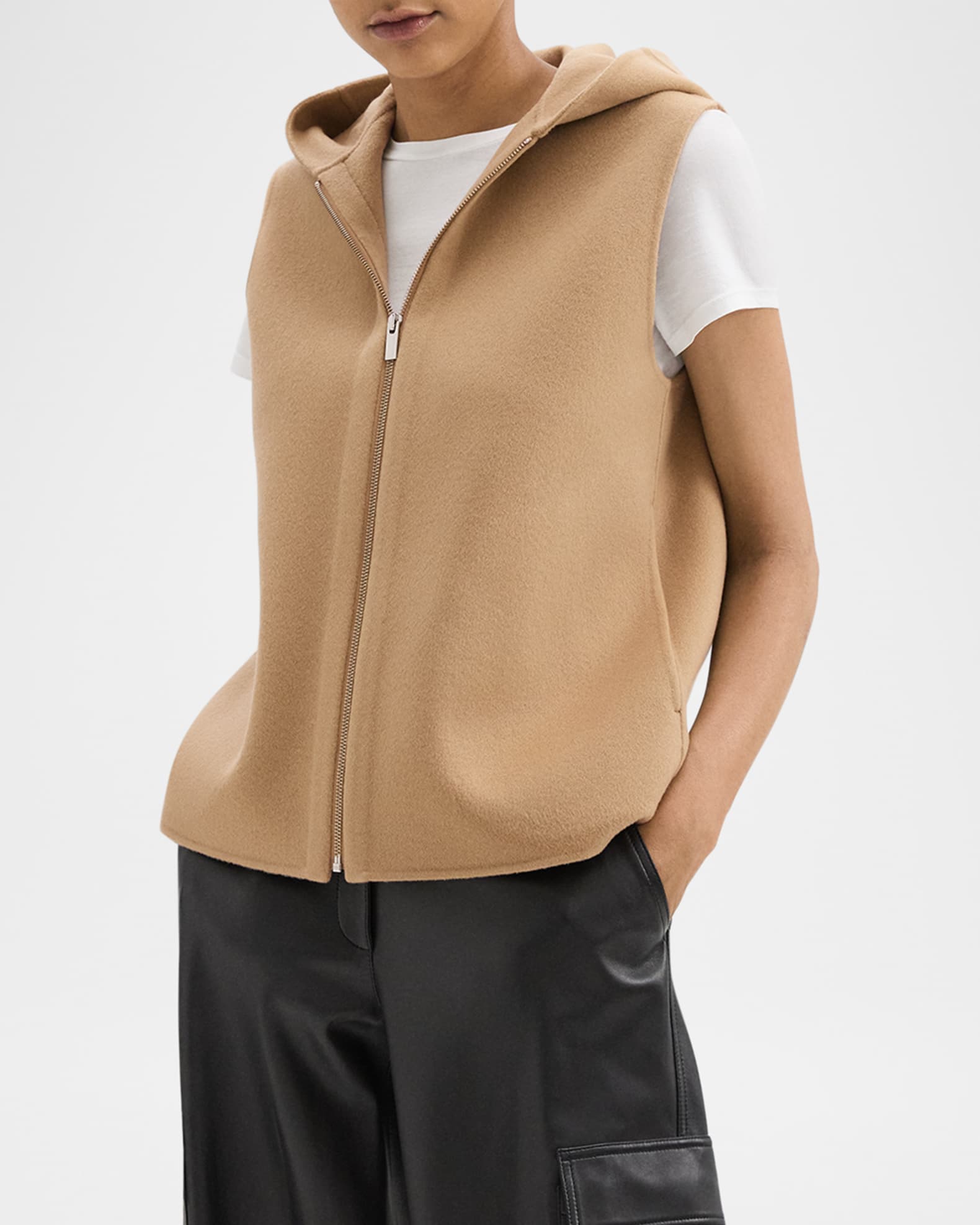 New Divide Wool Hooded Vest | Neiman Marcus