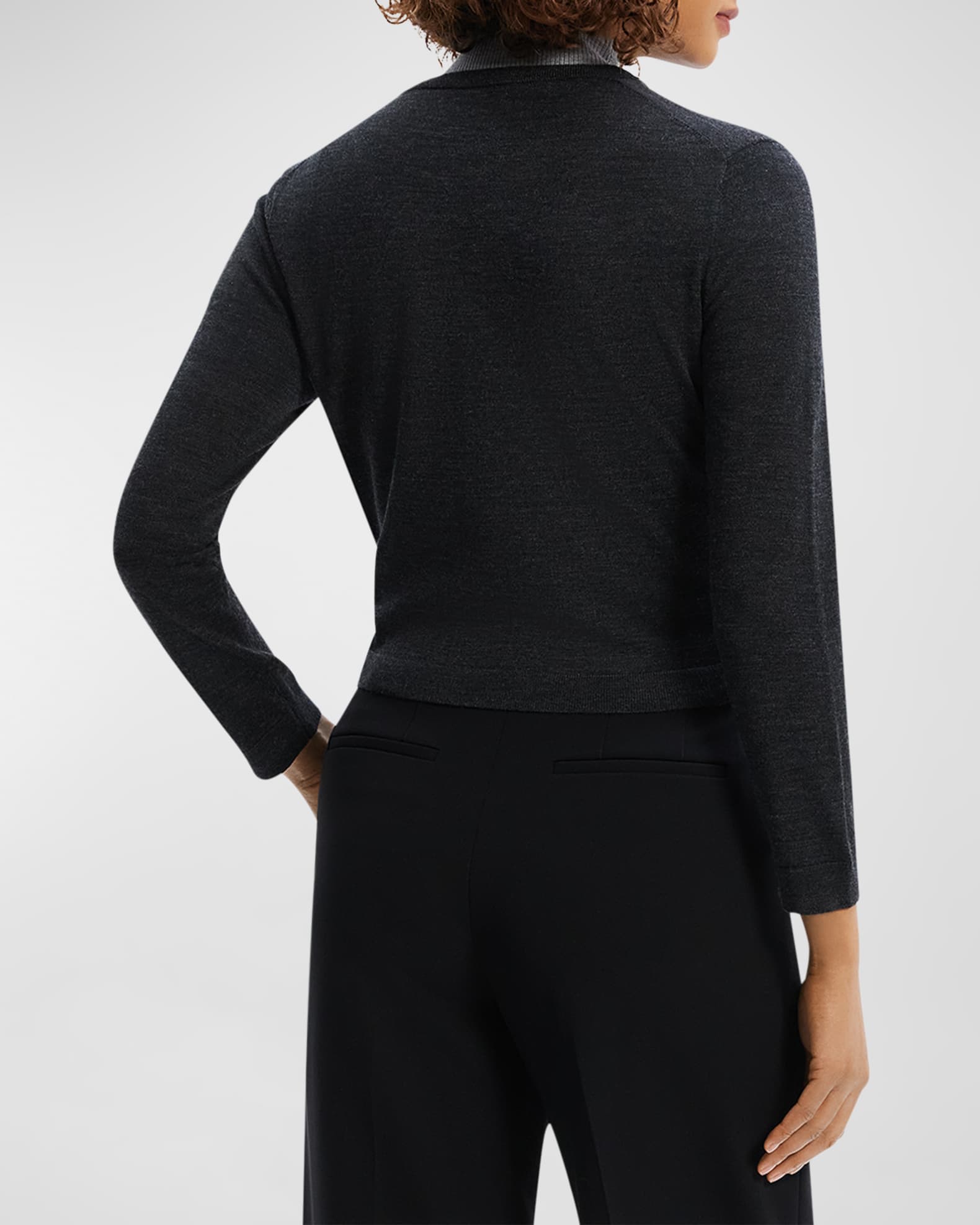 トップス Theory 24ss Regal Wool Silk Trim Cardi Theory Regal Merino Wool Cropped Cardigan | Neiman Marcus