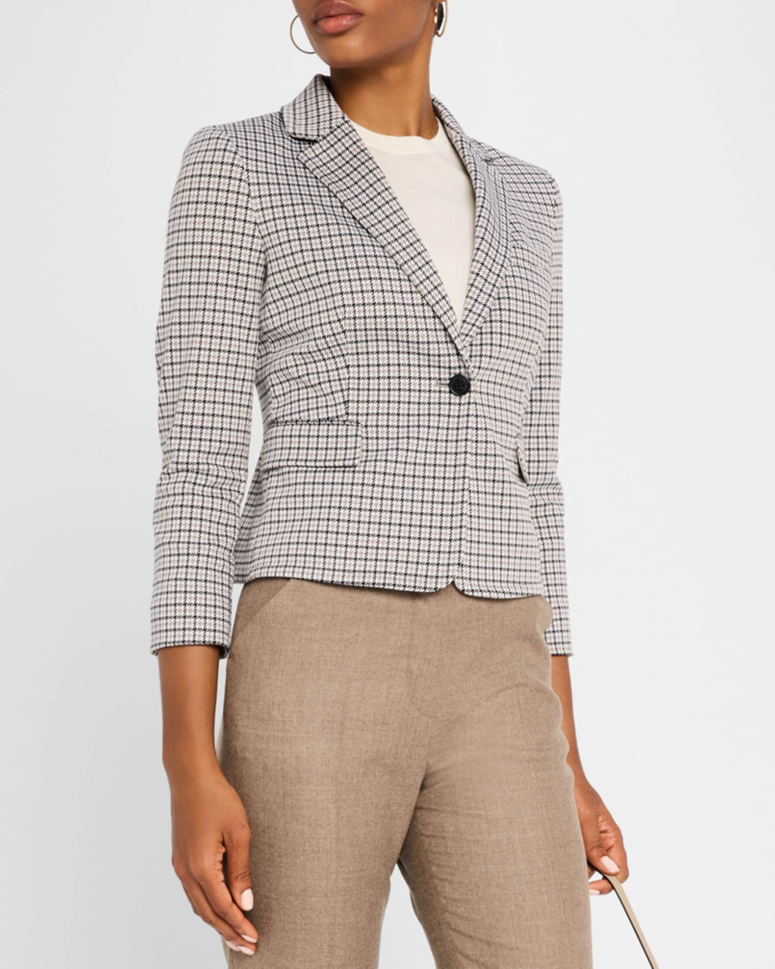 Theory Women s Houndstooth Blazer Brown Size 2 Cinder Multi