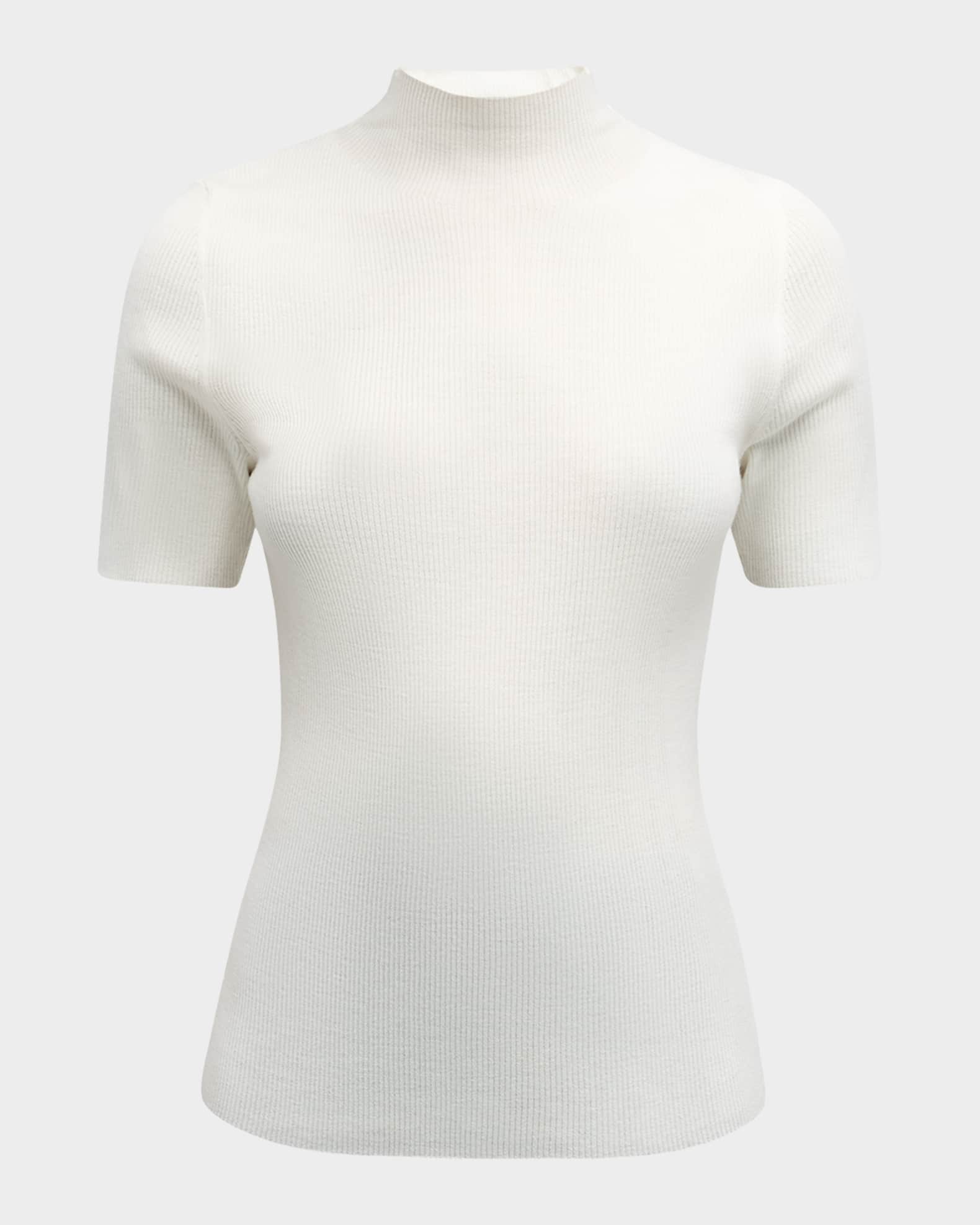 Theory Women s Leenda Merino Wool Short Sleeve Sweater New Ivory Size Large