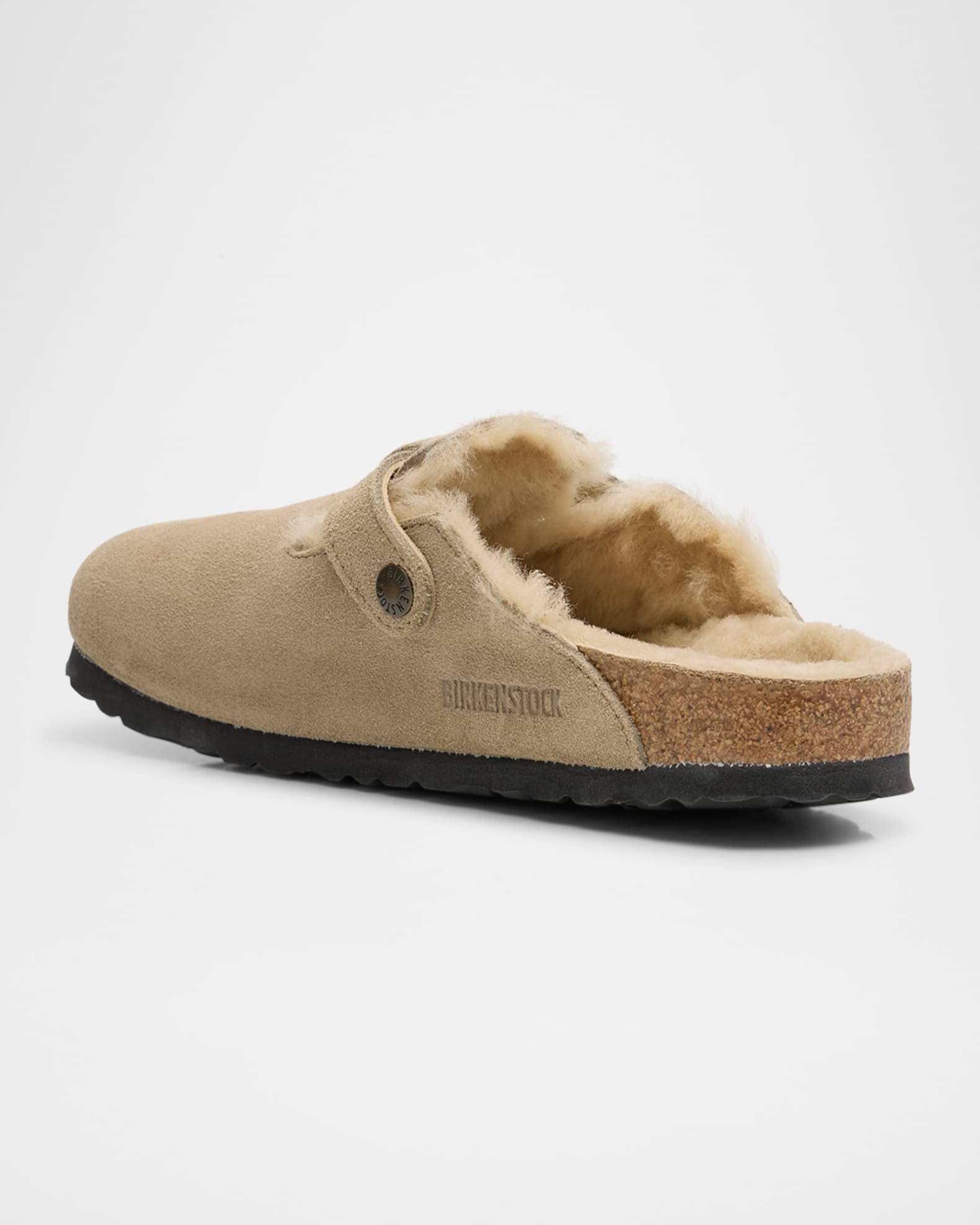 Boston Suede Shearling Buckle Slide Clogs