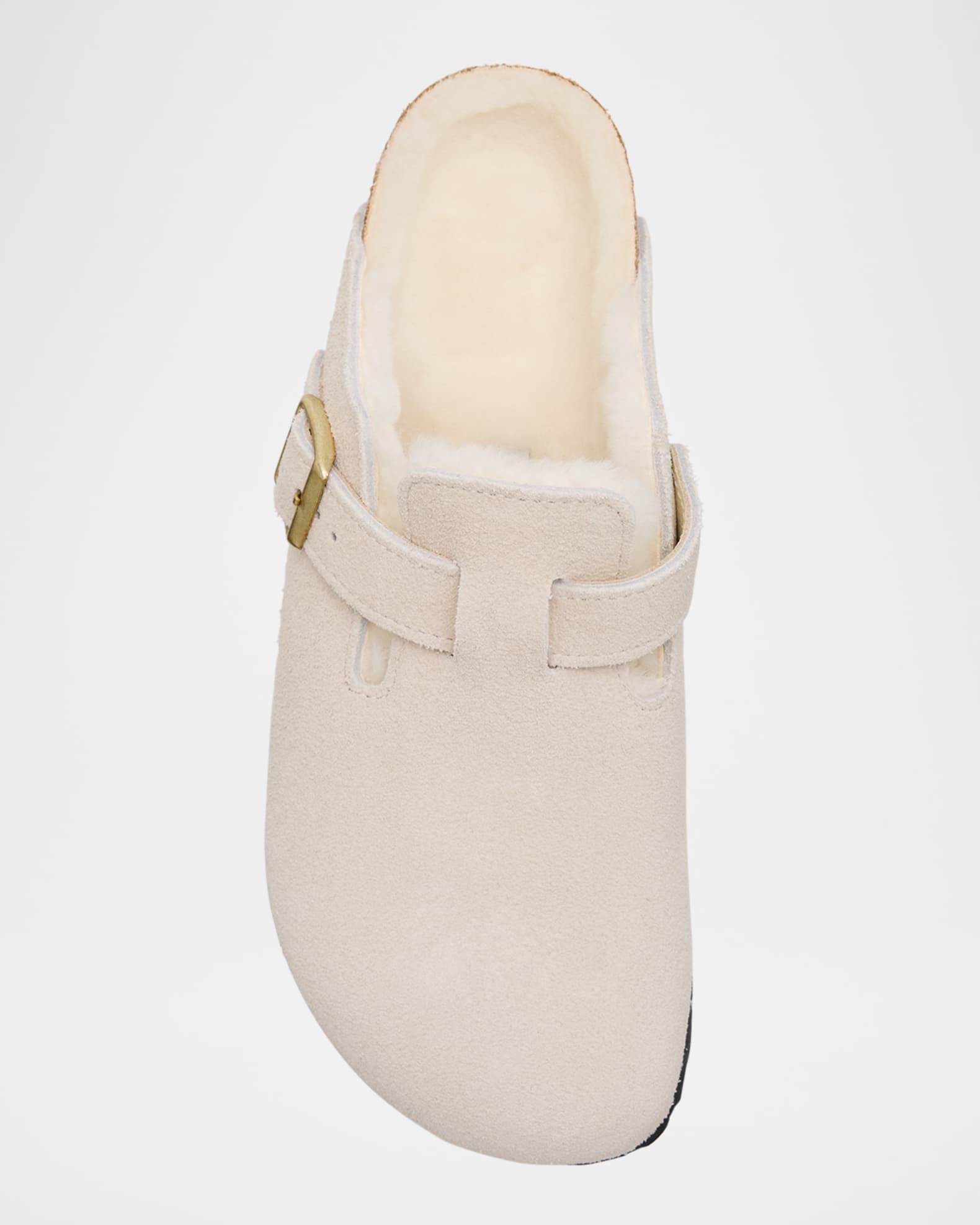 BIRKENSTOCK Boston Suede Shearling Buckle Slide Clogs