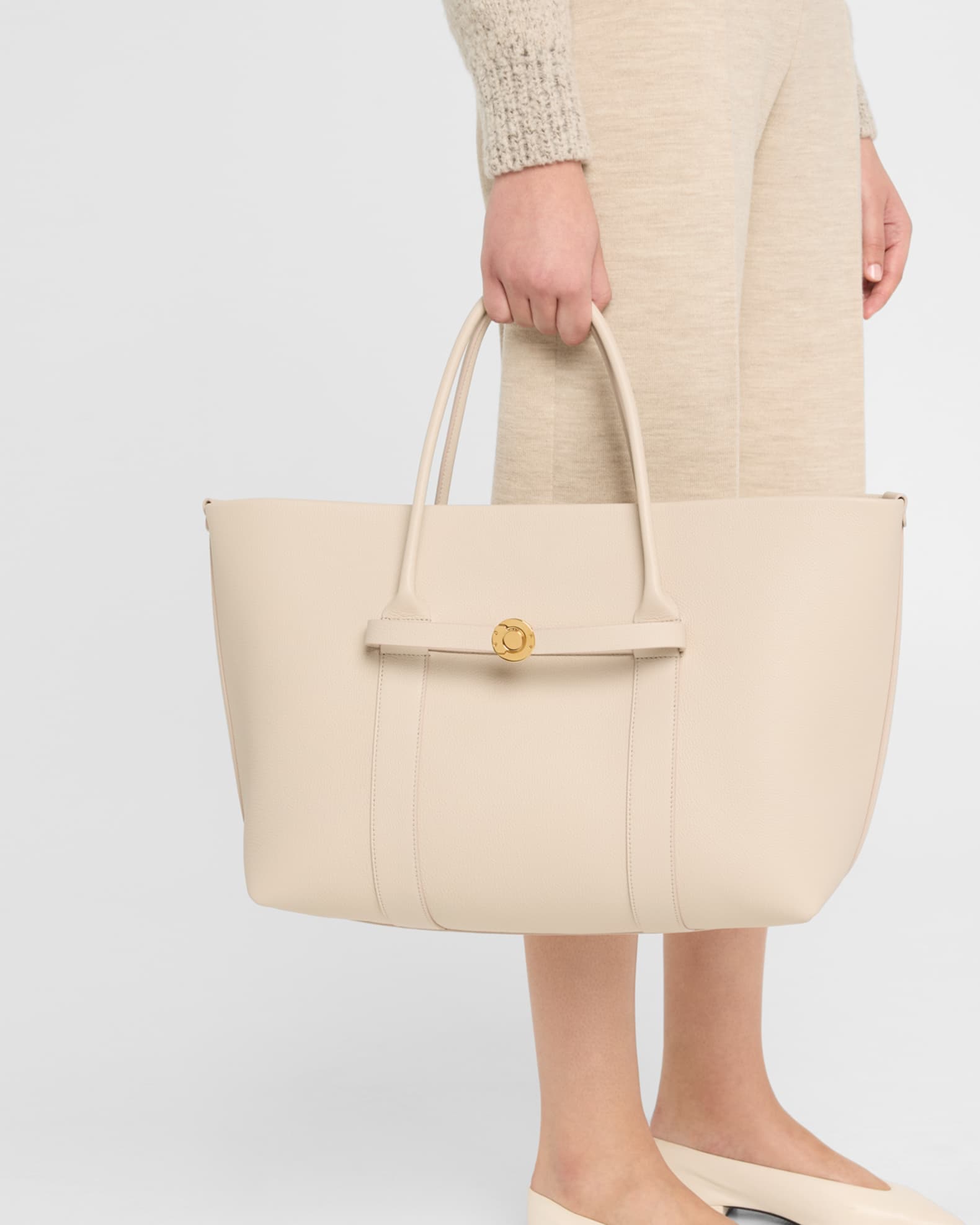 Ghiera Grained Leather & Cashmere Tote Back 1