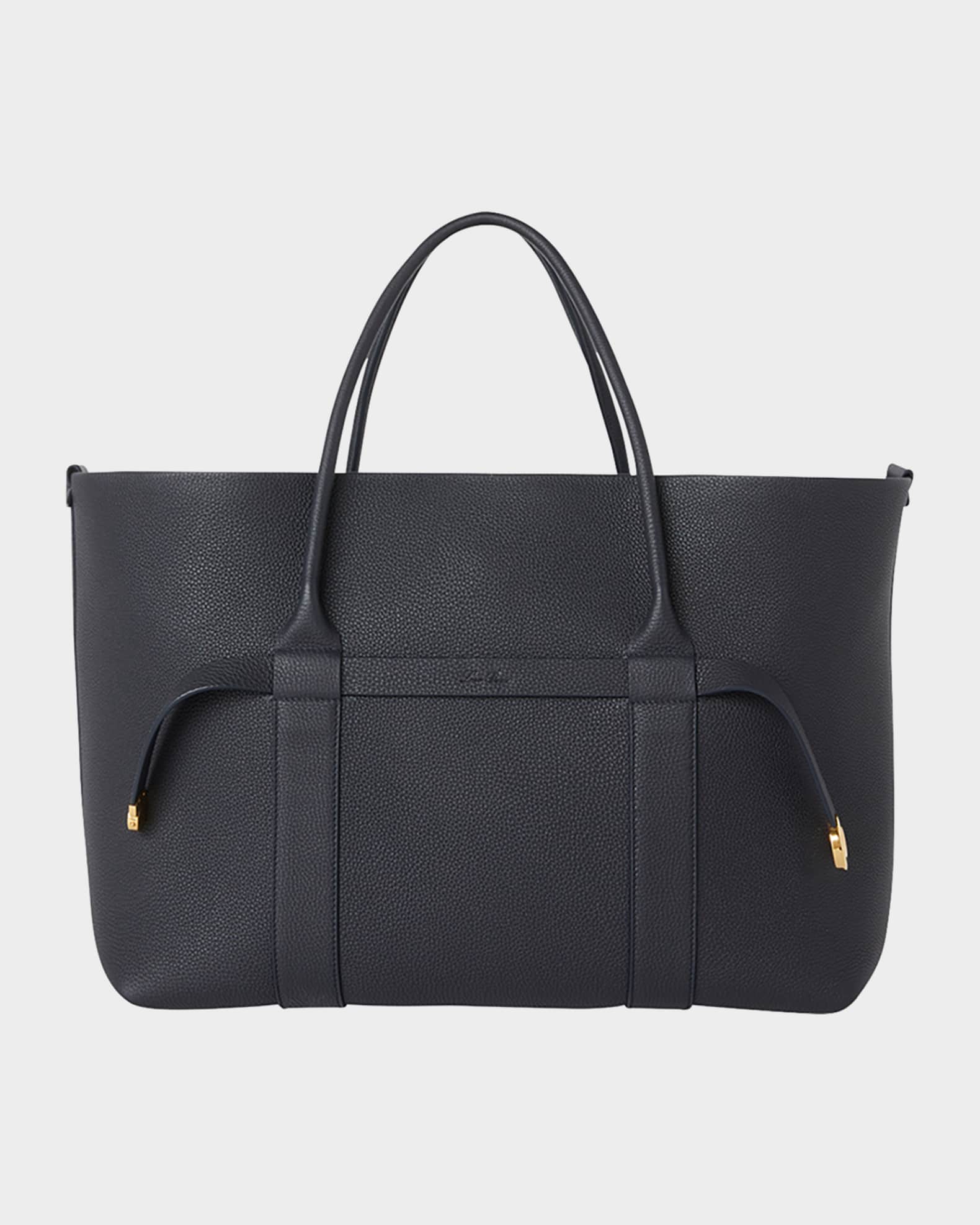 Ghiera Grained Leather & Cashmere Tote Back 0