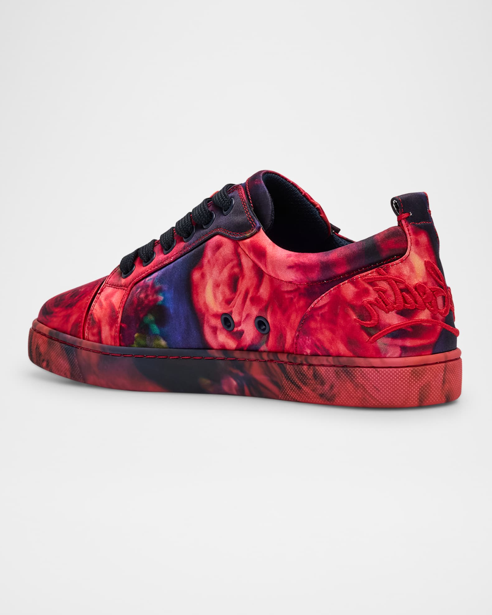 【楽天最安値に挑戦】 Louis Fun Louboutin Christian Junior Sole Red Silk Printed 靴