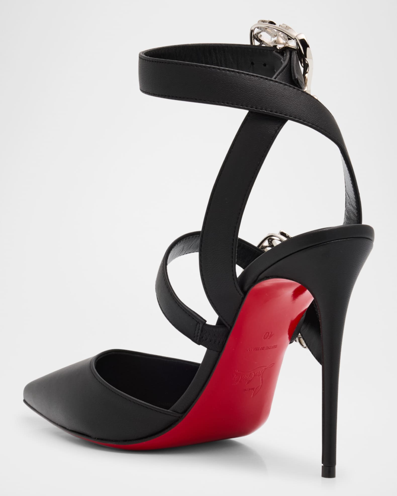Leather Script Buckles Red Sole Pumps
