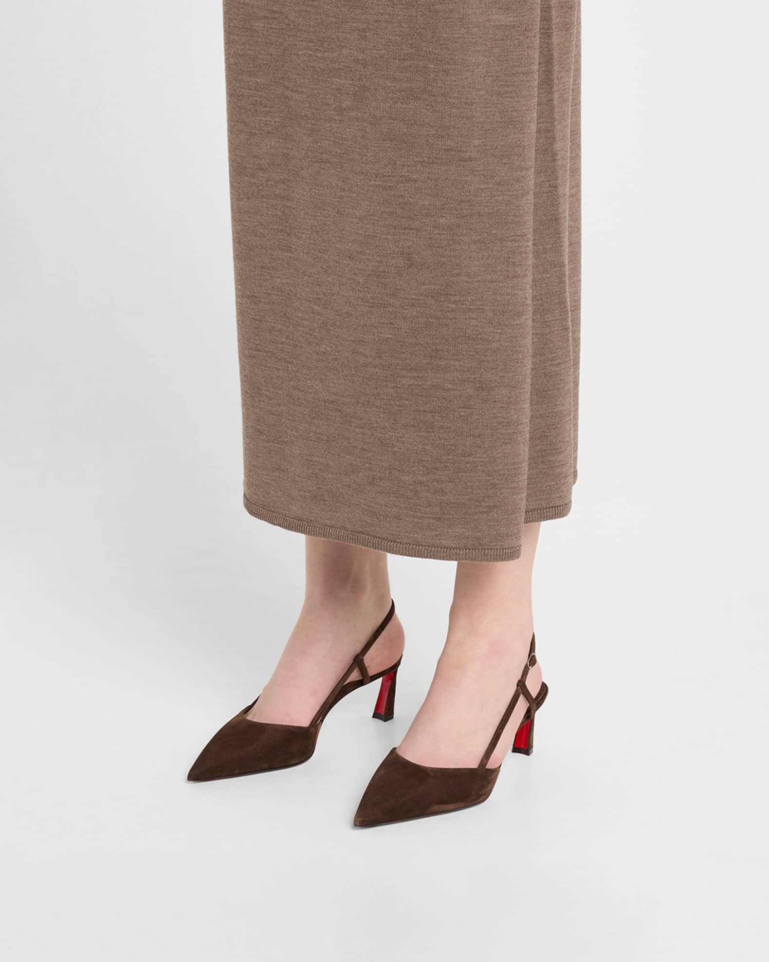 Condoroline Suede Red Sole Slingback Pumps 1