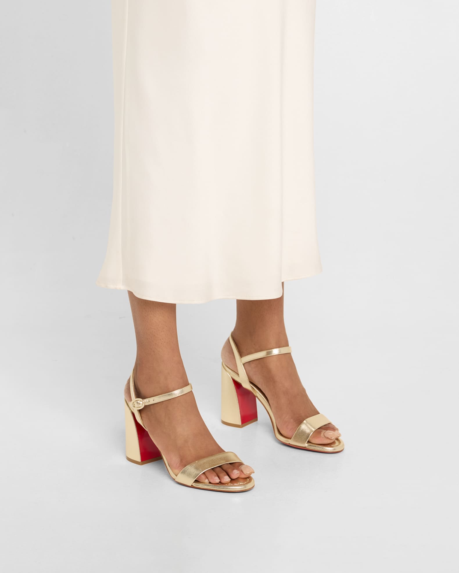 Christian Louboutin Miss Jane Metallic Red Sole Ankle-Strap